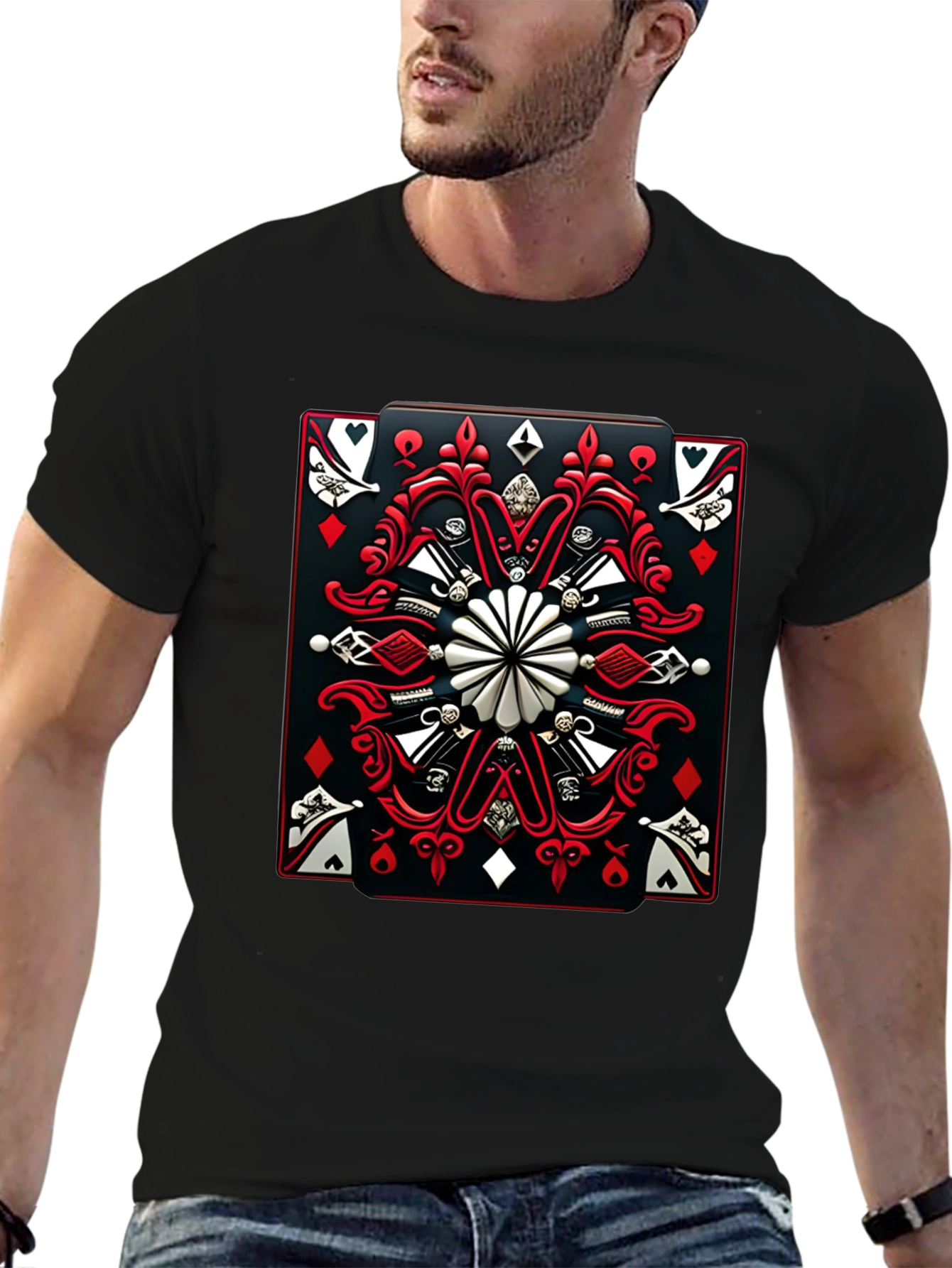 Playing Card Graphic T-Shirt - Black