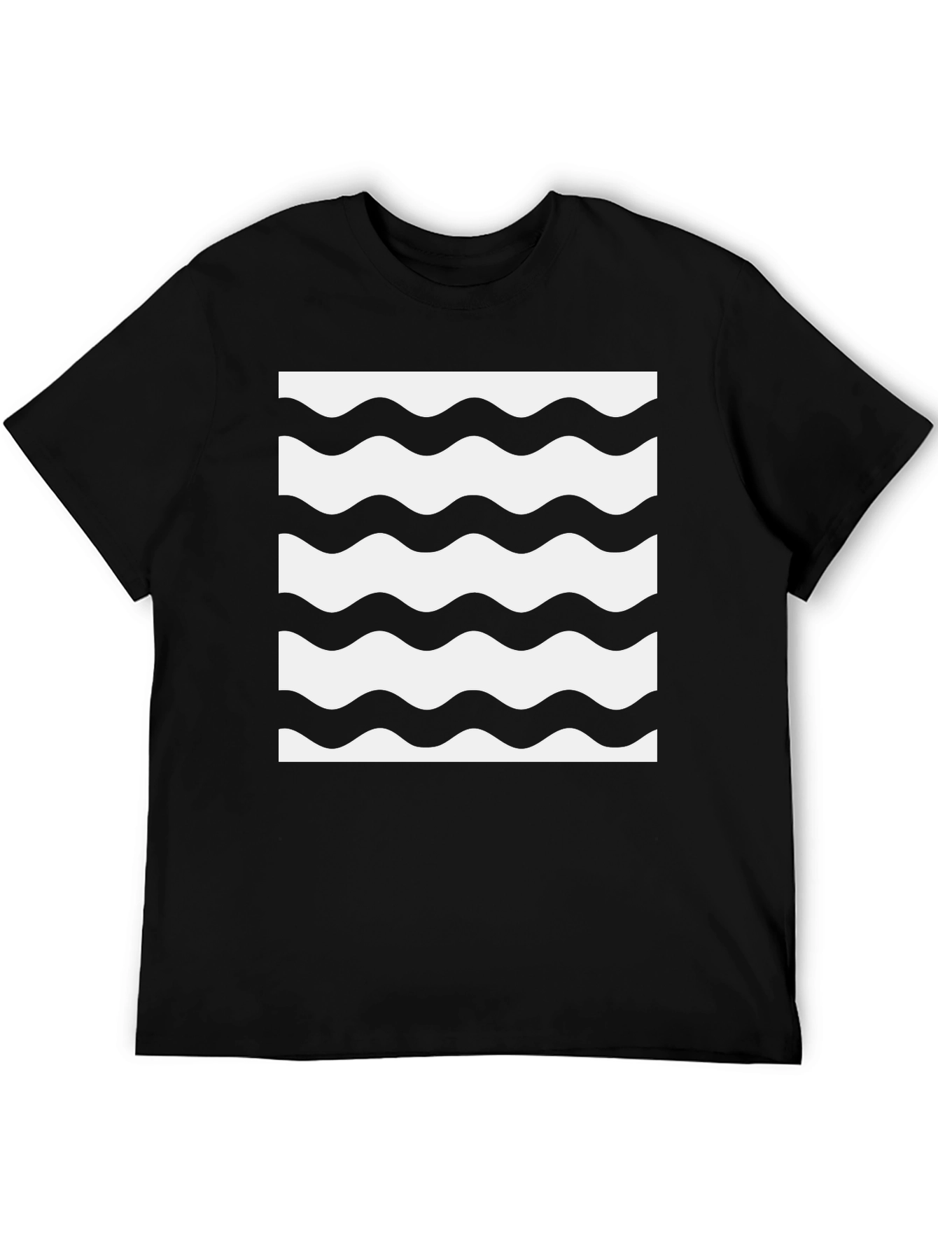Stylish Wave Pattern Black T-Shirt