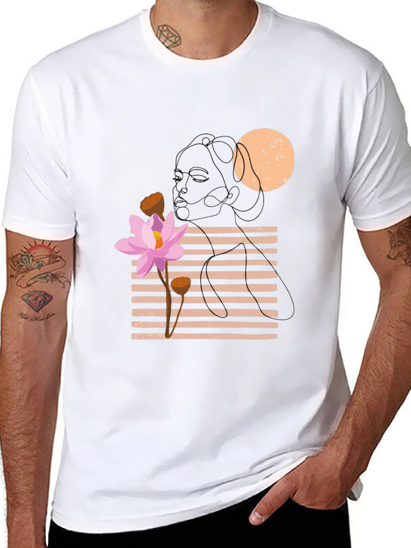 Lotus Graphic Tee - Black Cotton Casual T-Shirt