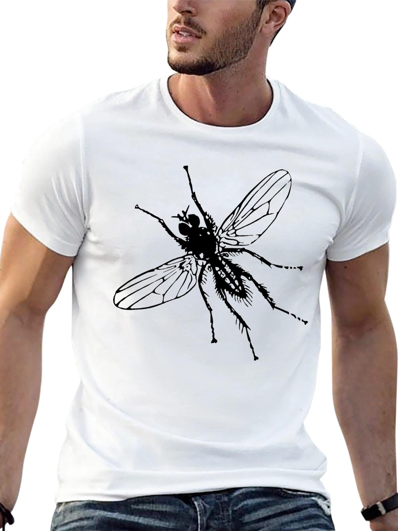 Graphic Fly T-Shirt - Black Crew Neck Tee