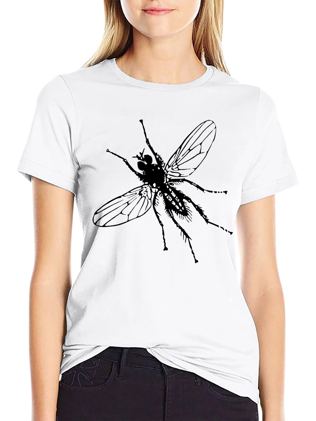 Graphic Fly T-Shirt - Black Crew Neck Tee