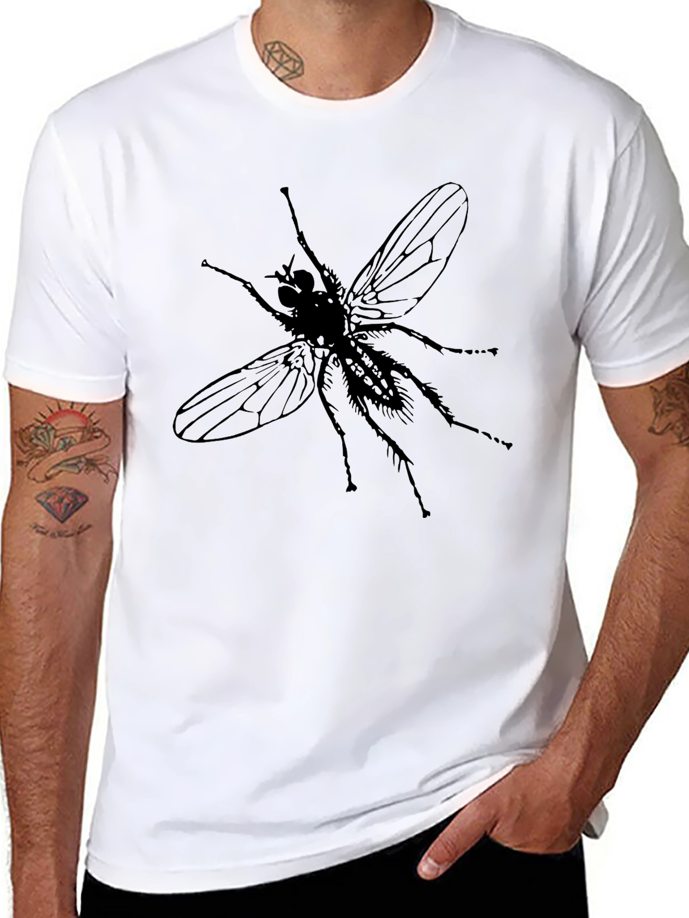 Graphic Fly T-Shirt - Black Crew Neck Tee