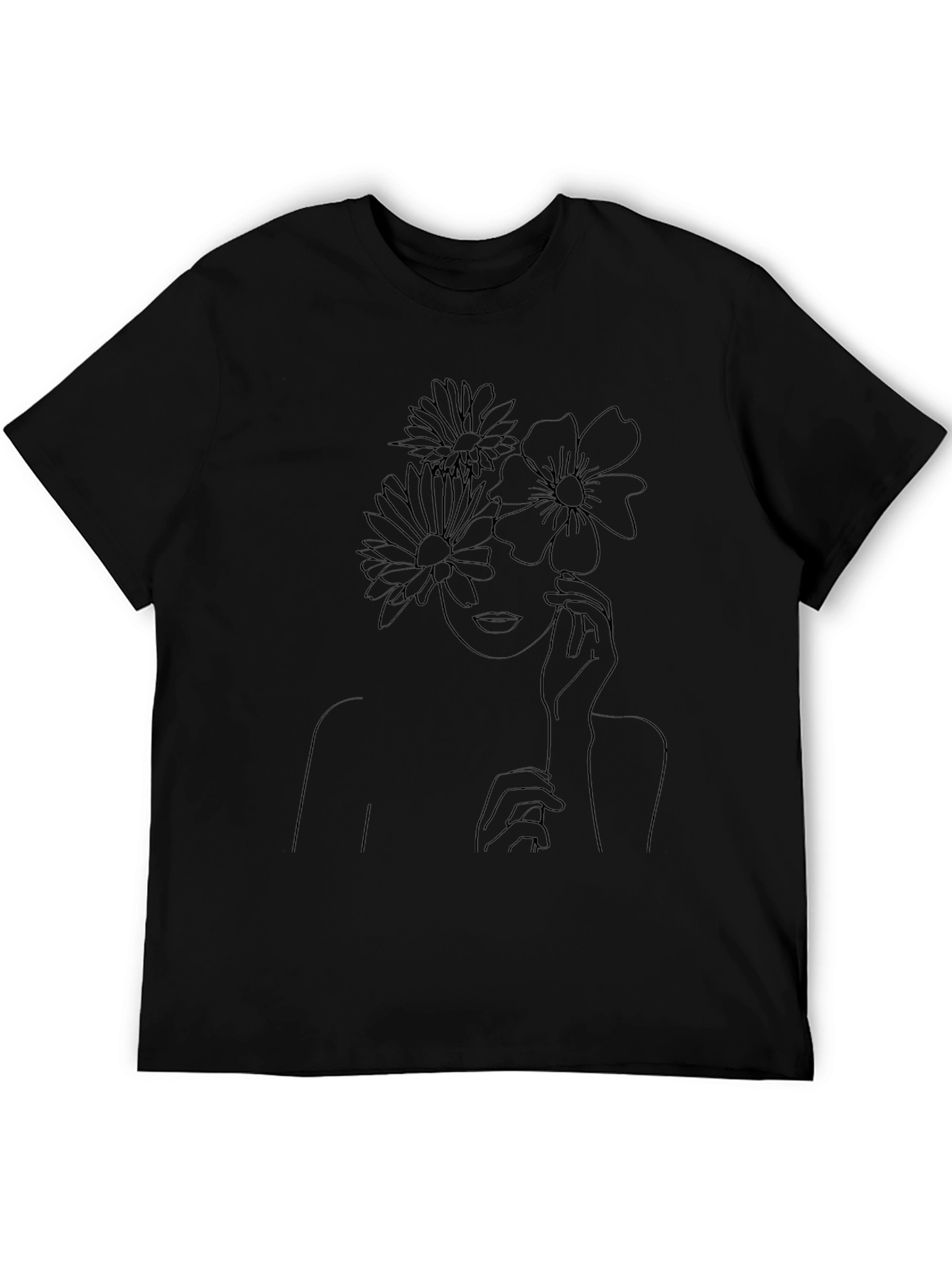 Floral Woman Line Art Graphic Tee