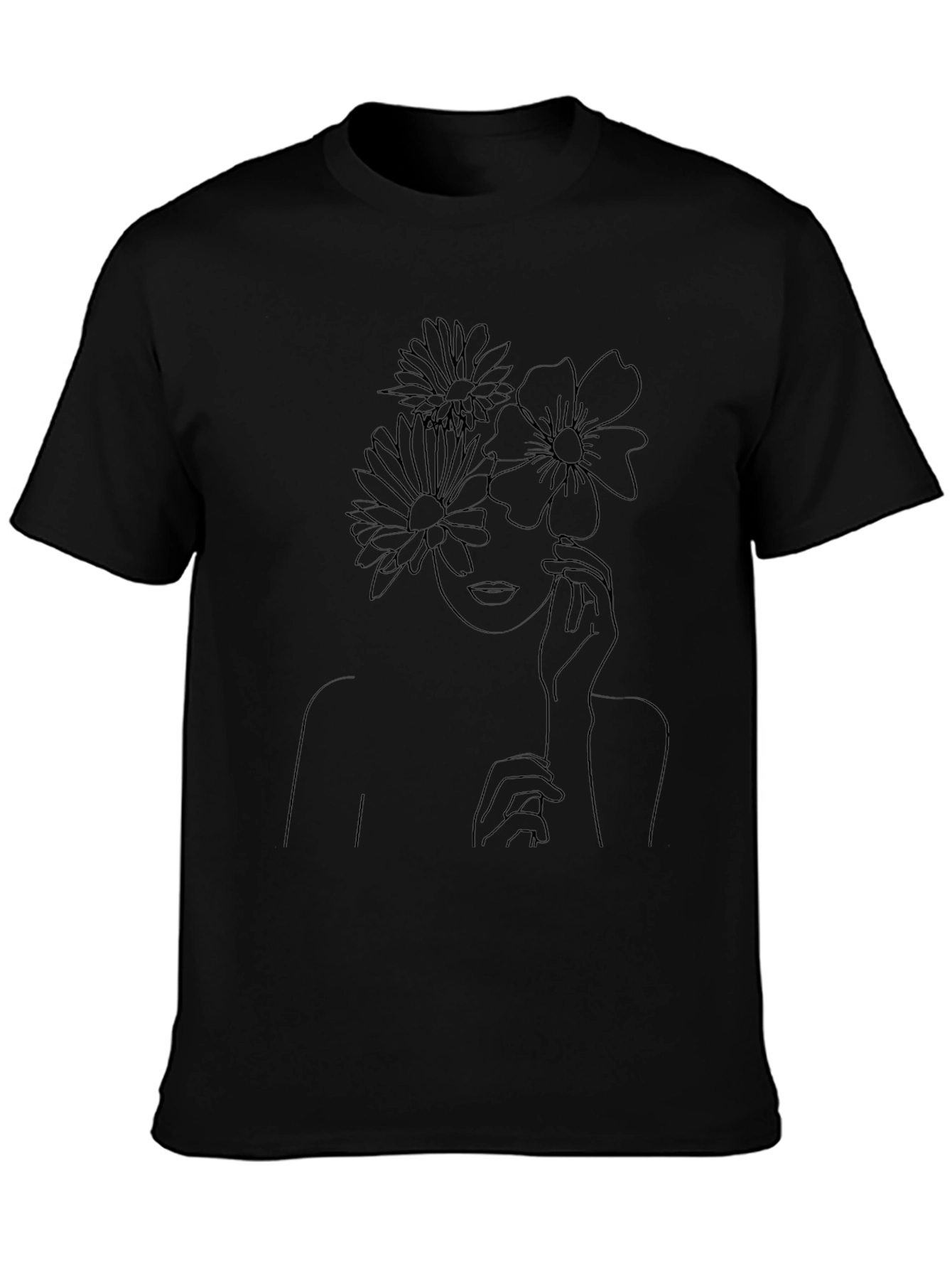 Floral Woman Line Art Graphic Tee