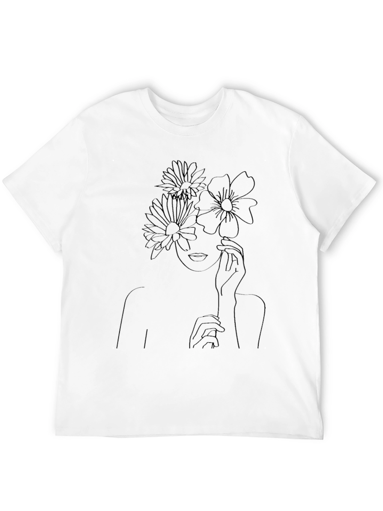 Floral Woman Line Art Graphic Tee