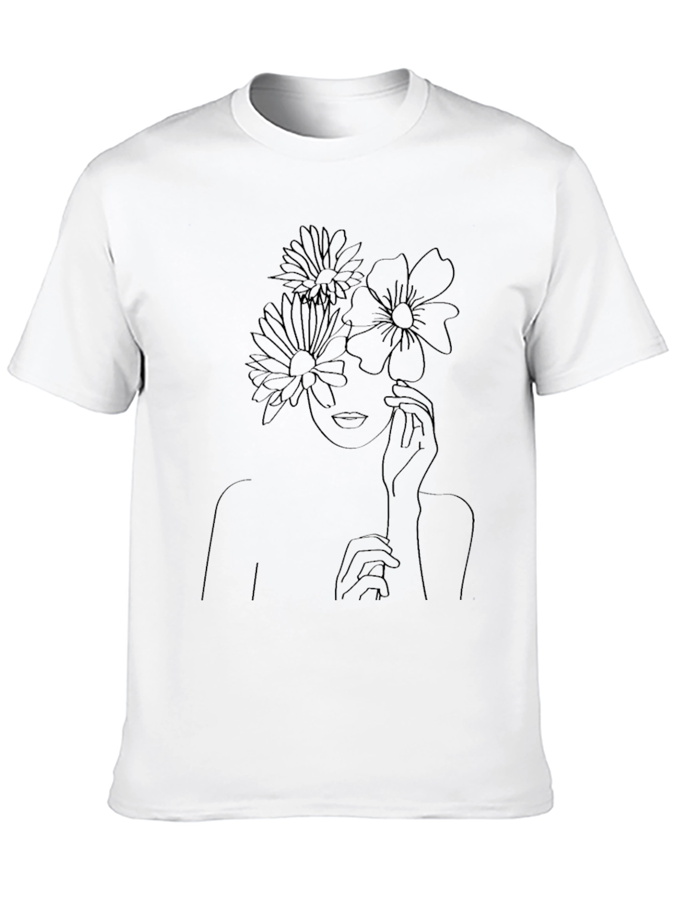 Floral Woman Line Art Graphic Tee