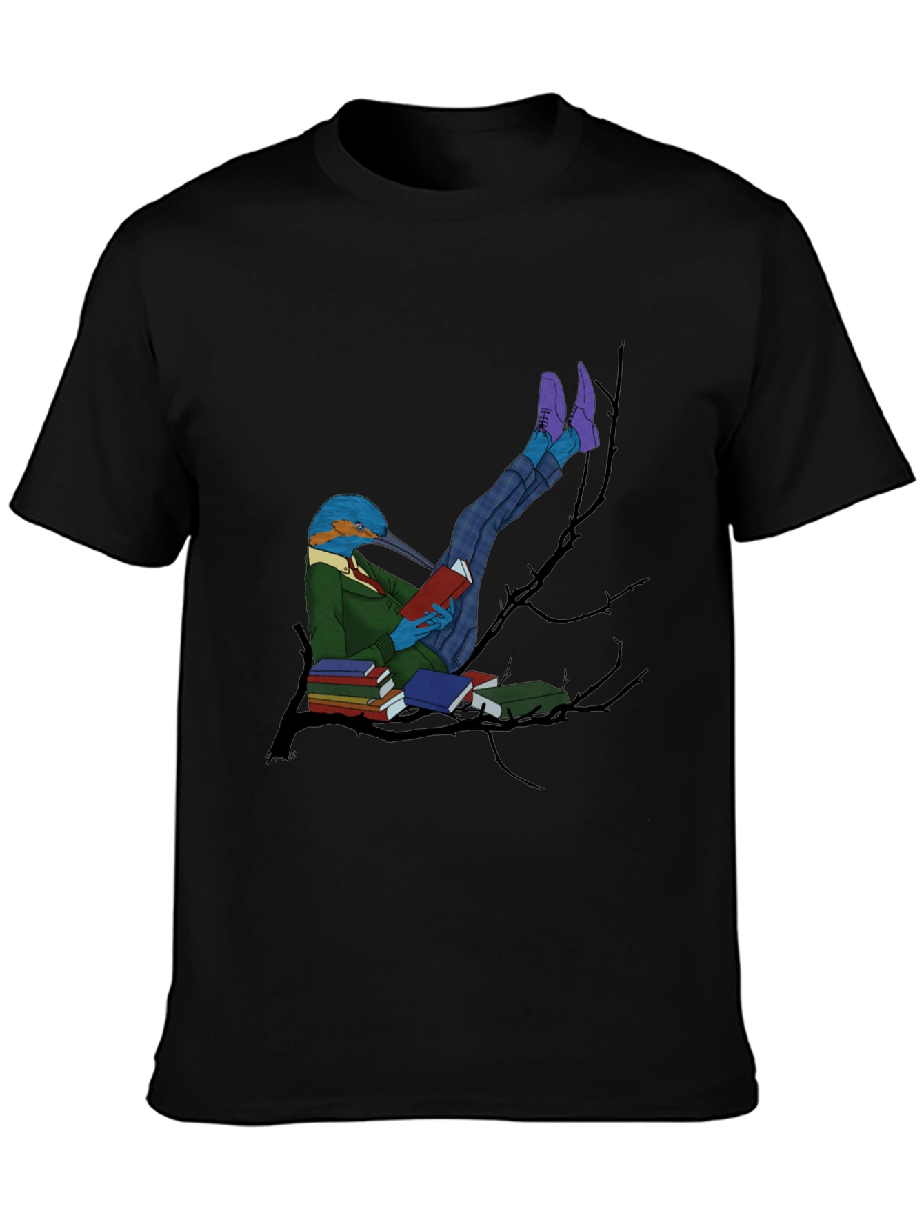 Kingfisher Reader Graphic Tee - Bird Lover T-Shirt