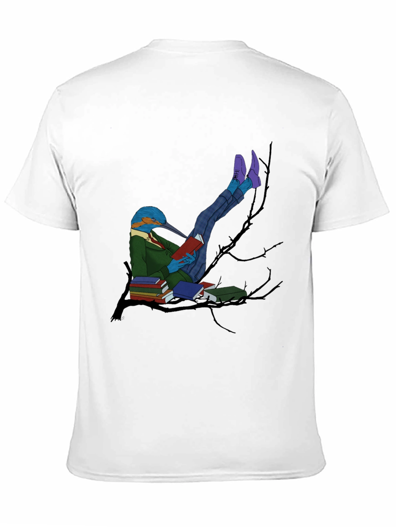 Kingfisher Reader Graphic Tee - Bird Lover T-Shirt