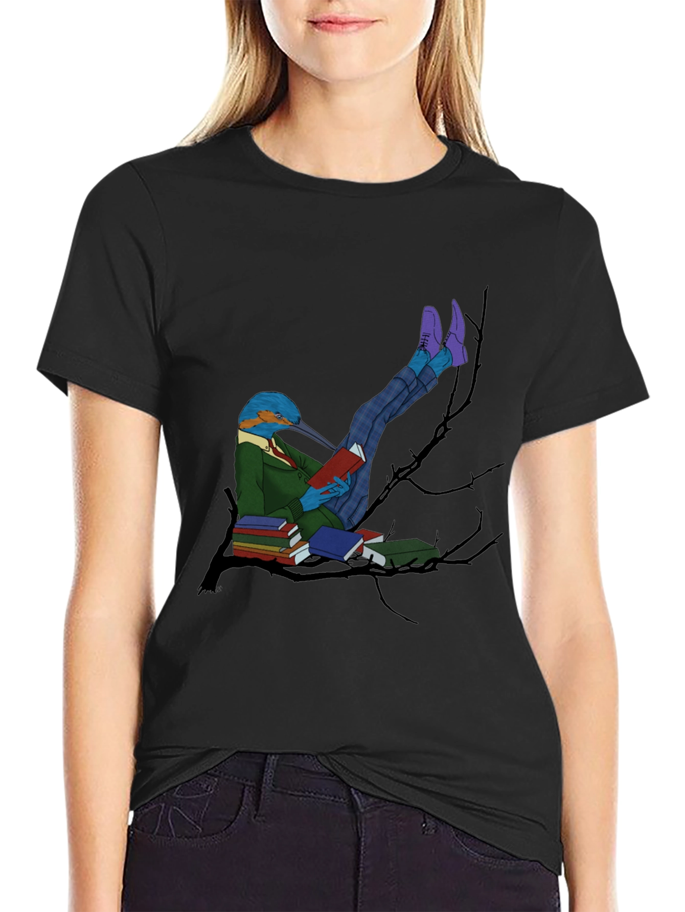 Kingfisher Reader Graphic Tee - Bird Lover T-Shirt