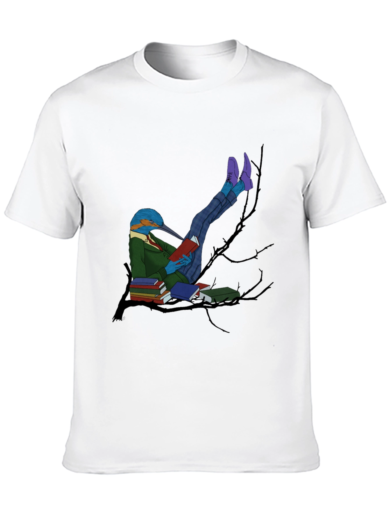 Kingfisher Reader Graphic Tee - Bird Lover T-Shirt