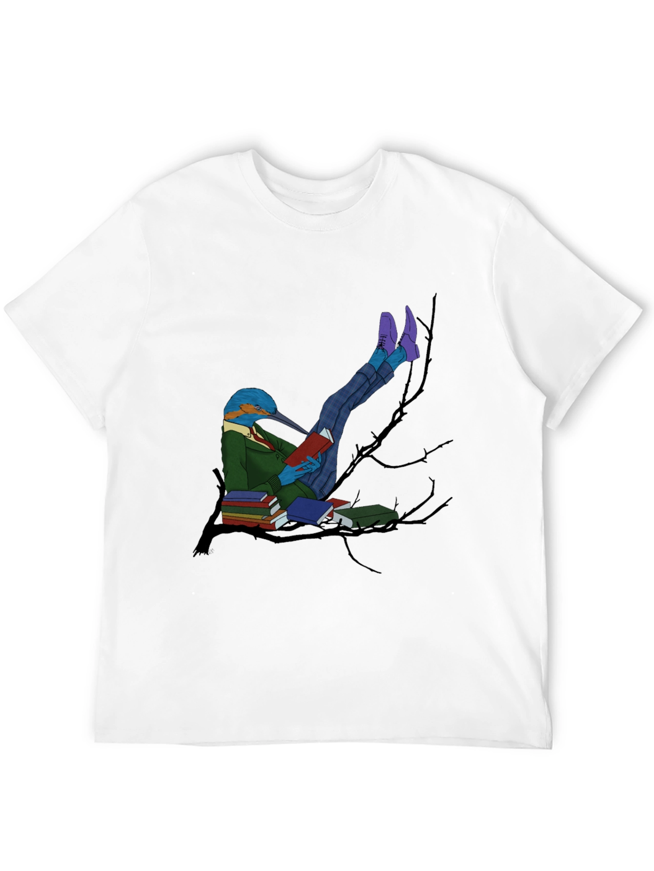 Kingfisher Reader Graphic Tee - Bird Lover T-Shirt