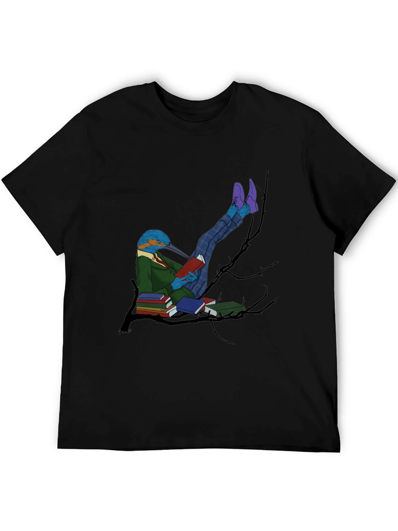 Kingfisher Reader Graphic Tee - Bird Lover T-Shirt