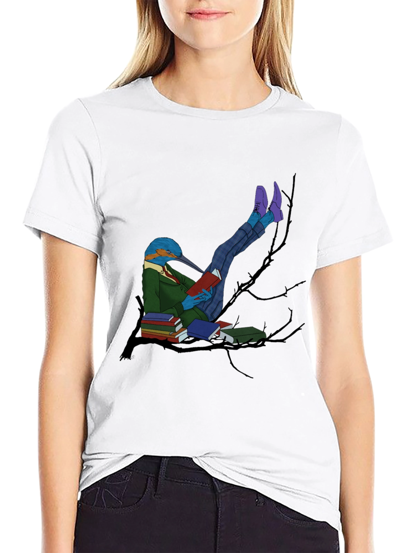 Kingfisher Reader Graphic Tee - Bird Lover T-Shirt