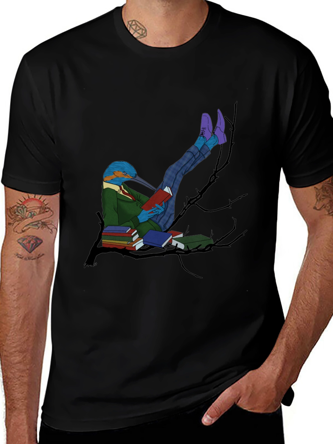 Kingfisher Reader Graphic Tee - Bird Lover T-Shirt