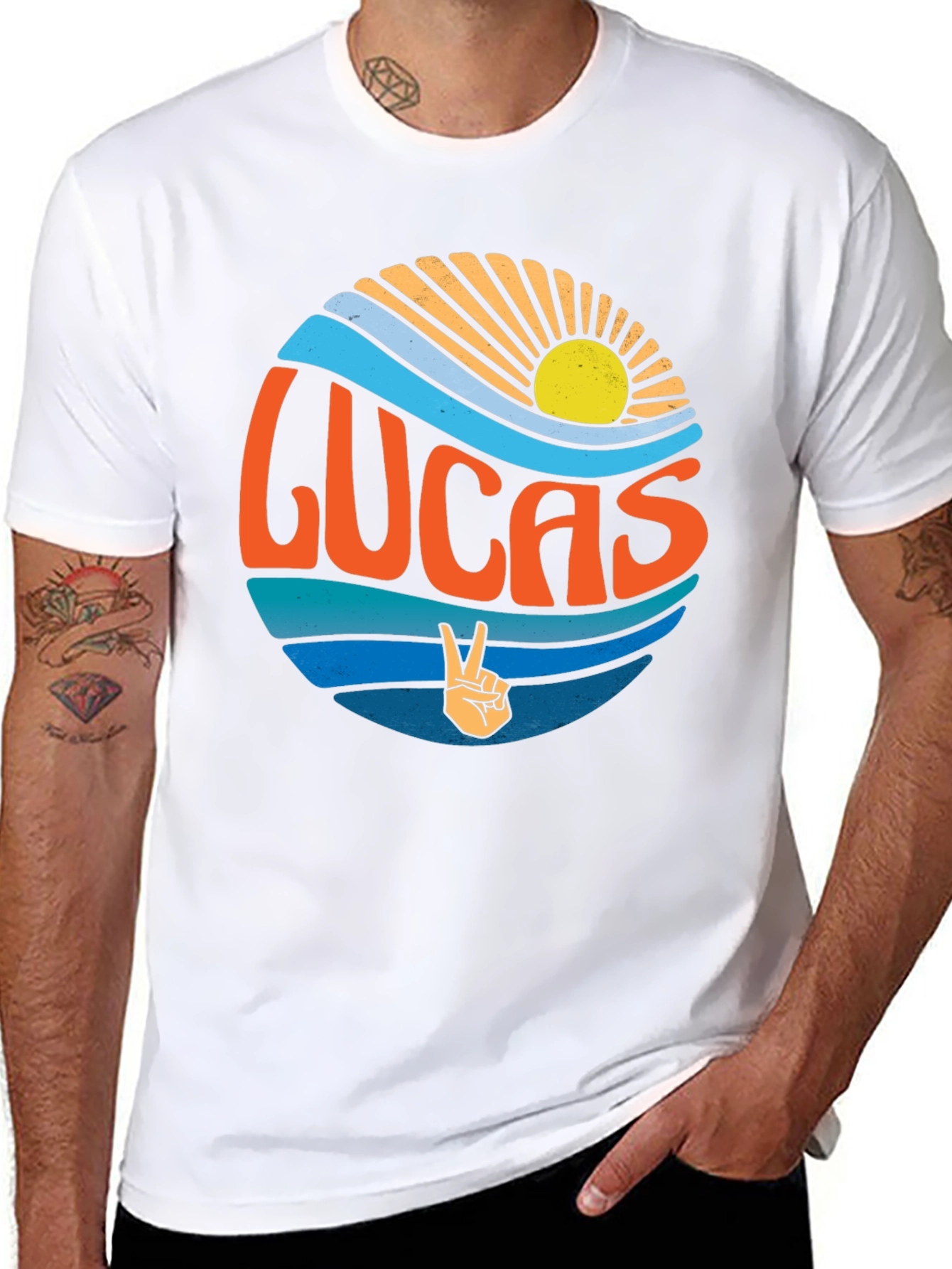 Lucas Peace Sign Retro T-Shirt