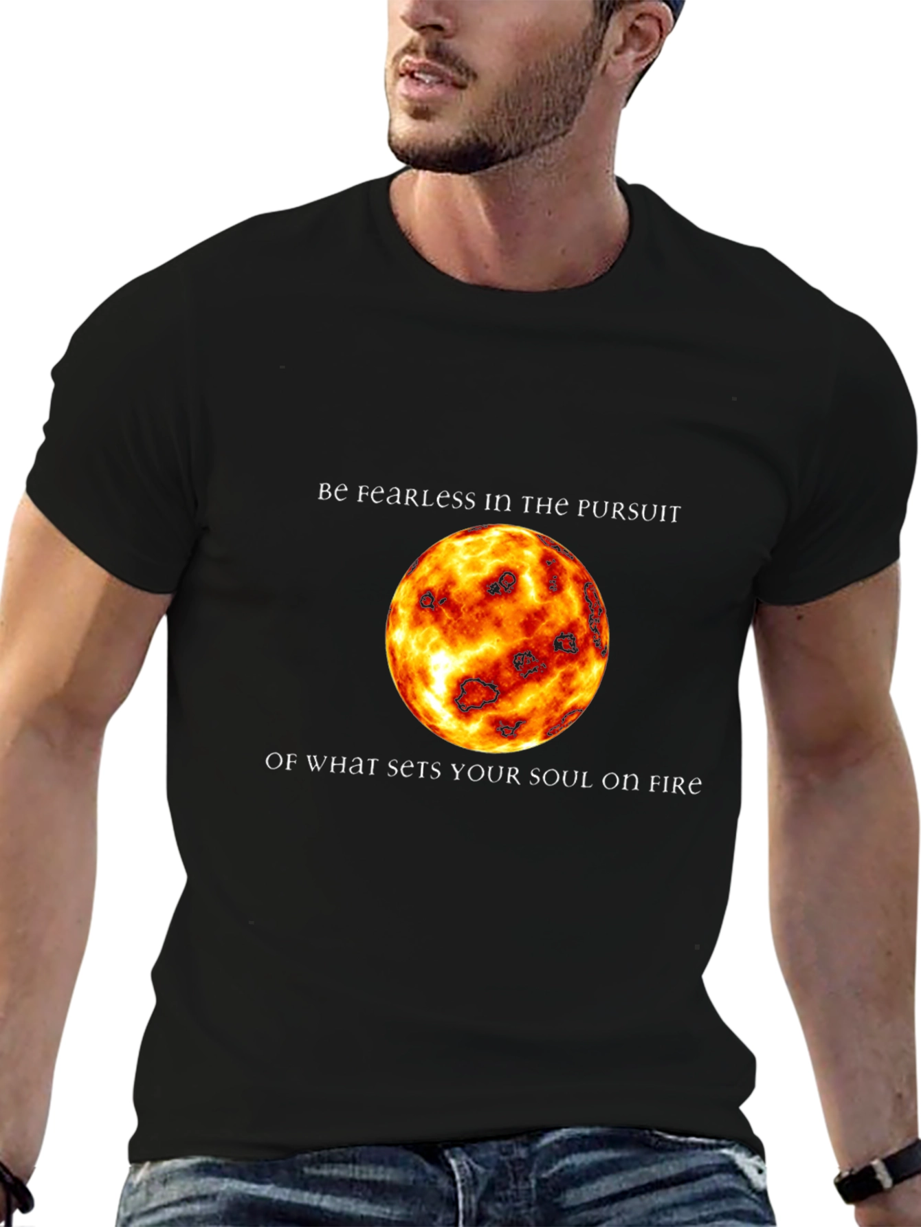 Fearless Soul Fire Graphic Tee - Black Cotton T-Shirt