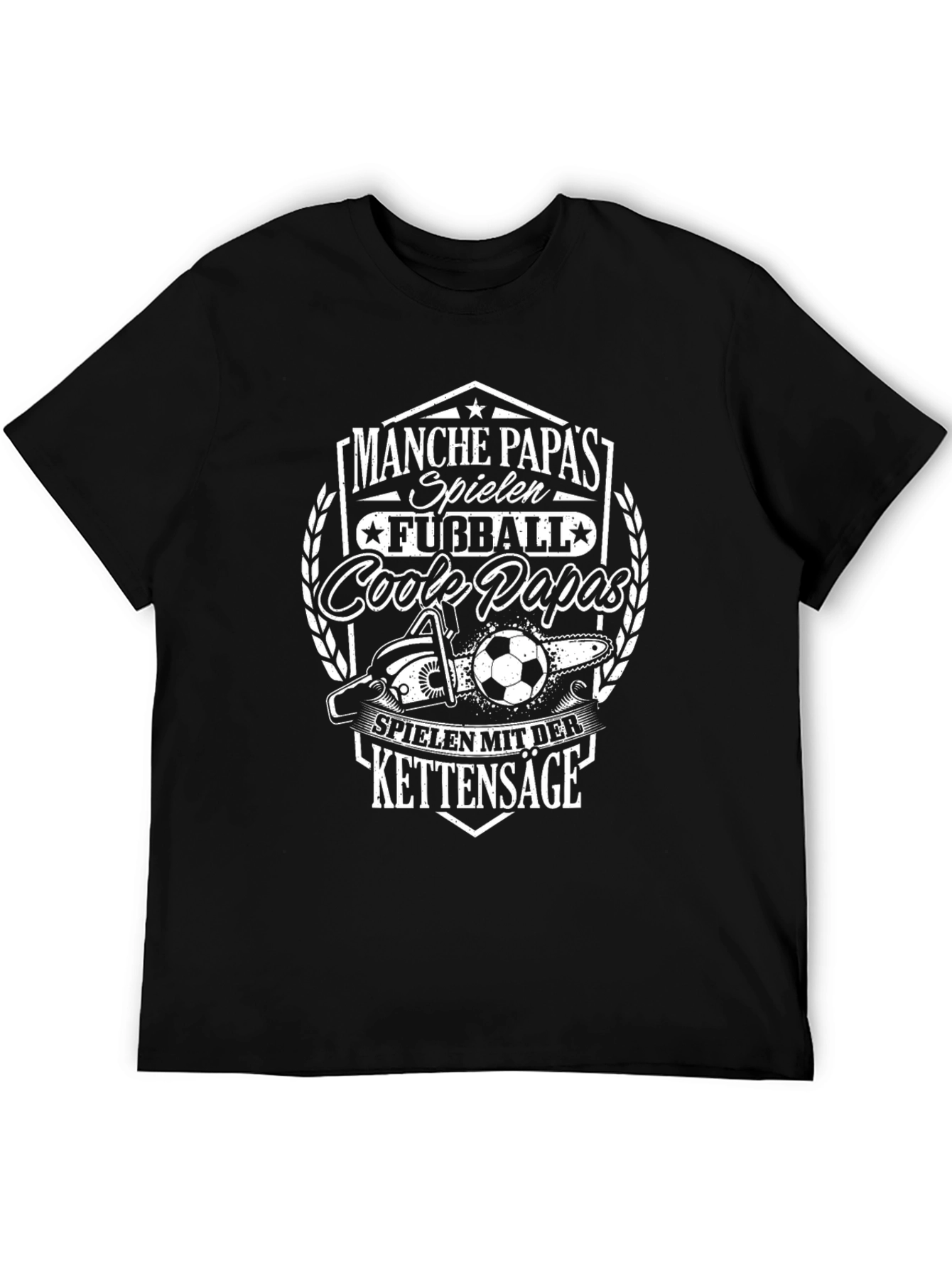 Cool Papas Chainsaw Soccer Black T-Shirt