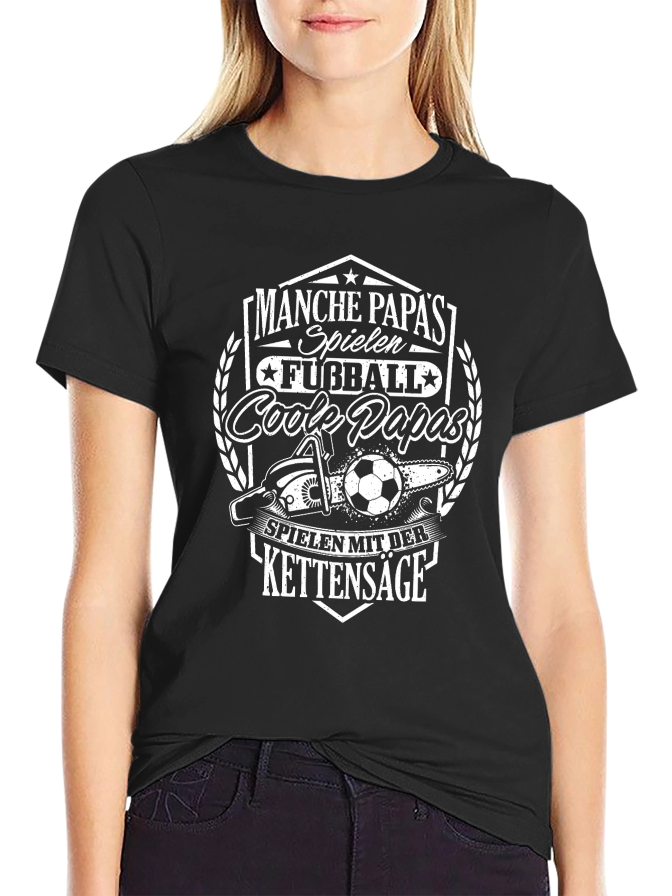 Cool Papas Chainsaw Soccer Black T-Shirt
