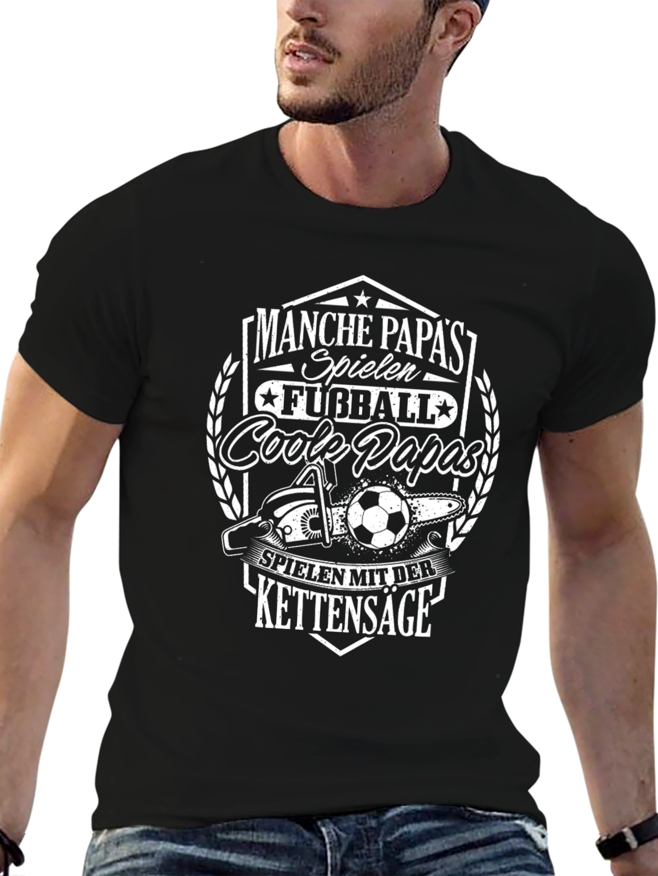 Cool Papas Chainsaw Soccer Black T-Shirt