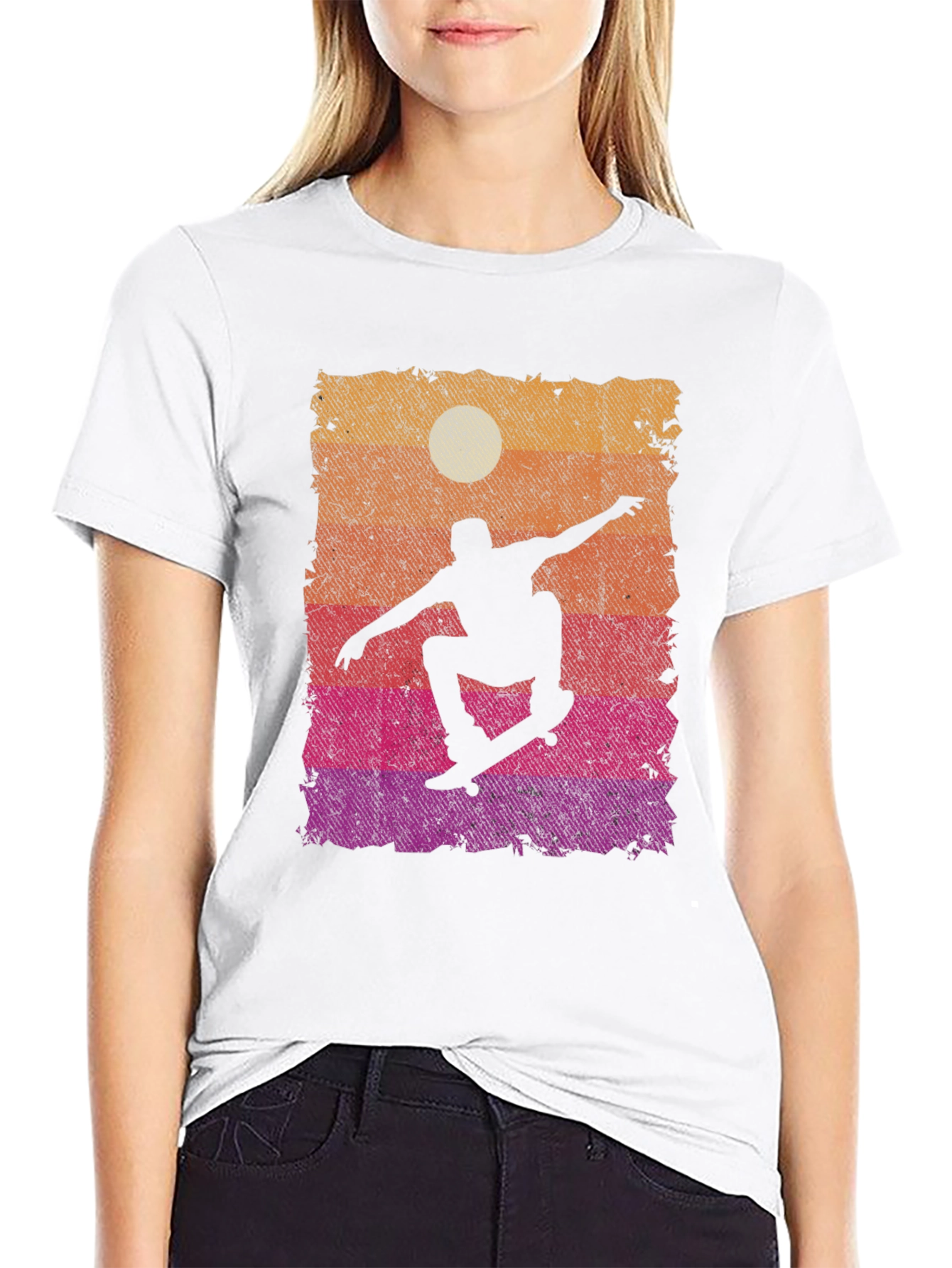 Skateboarding Sunset Graphic Tee - Cool Skater Design