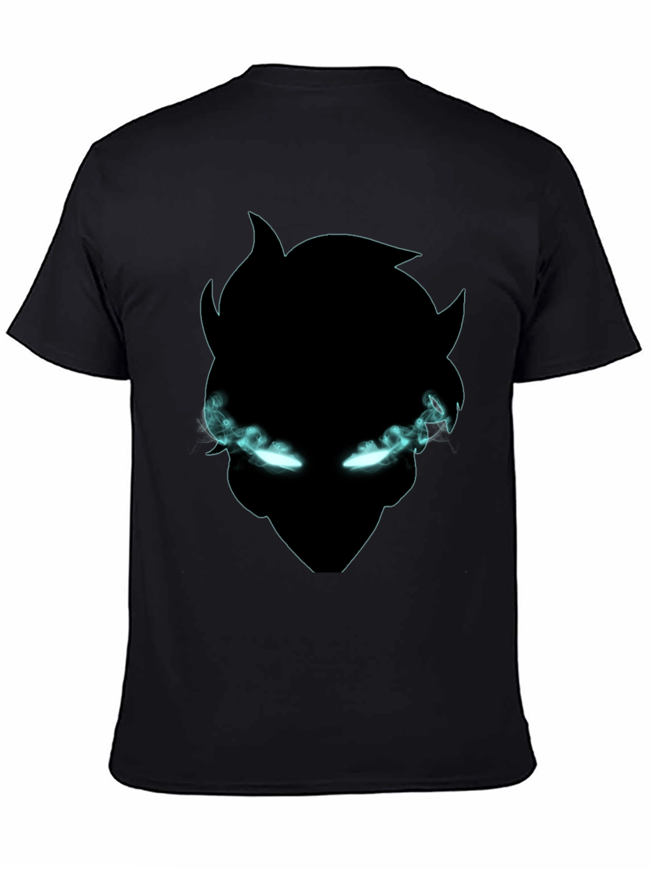Black Graphic Tee: Mystical Glowing Eyes Design