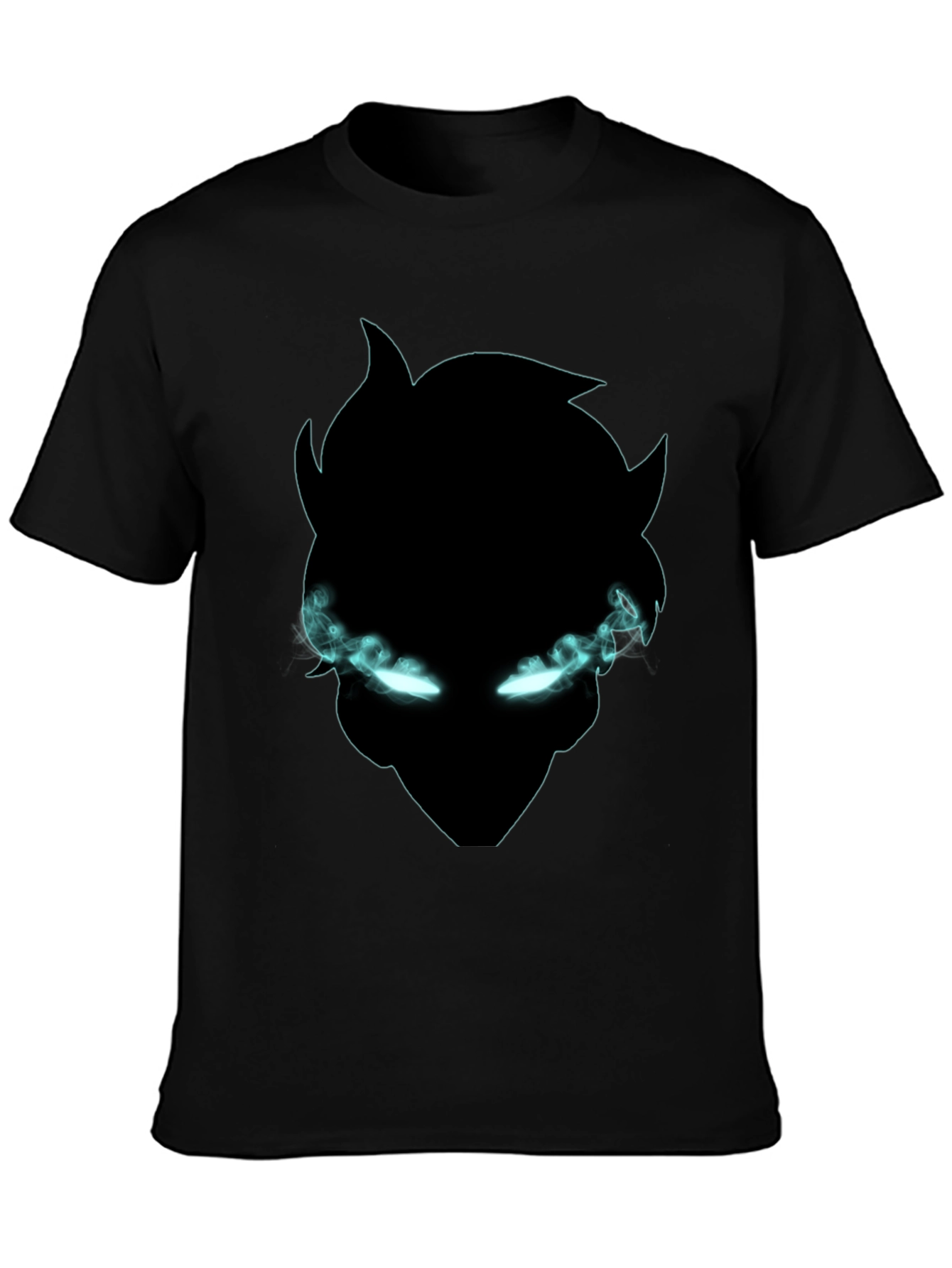 Black Graphic Tee: Mystical Glowing Eyes Design