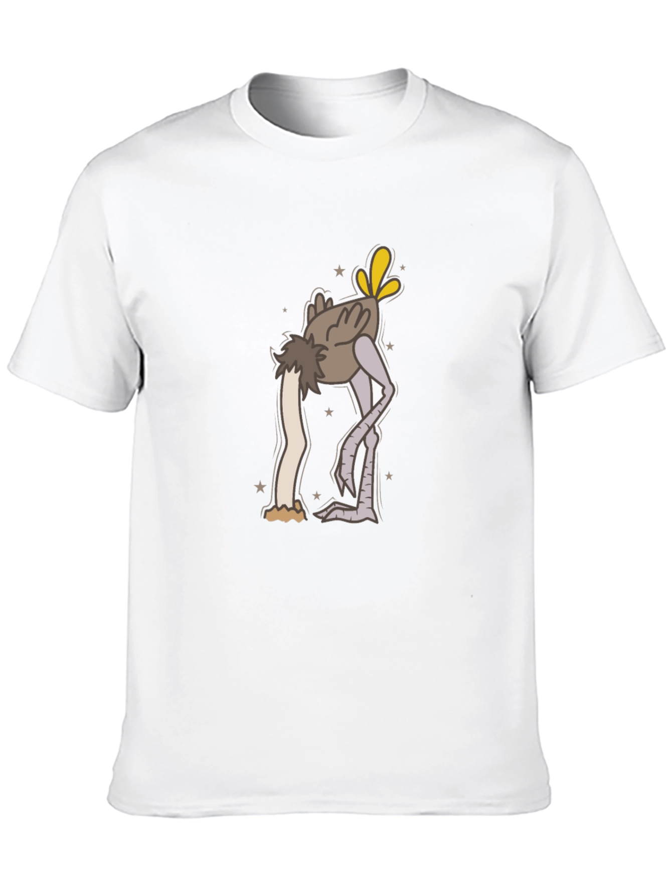 Black Ostrich Head in Sand Cartoon T-Shirt