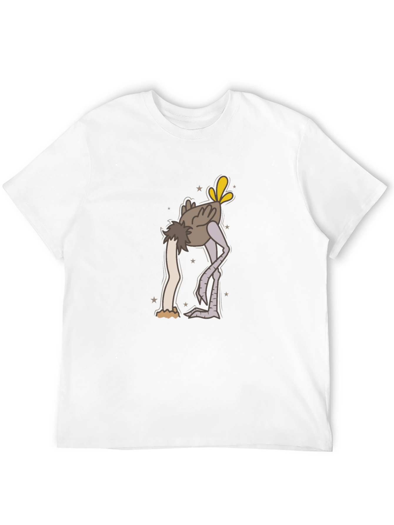 Black Ostrich Head in Sand Cartoon T-Shirt