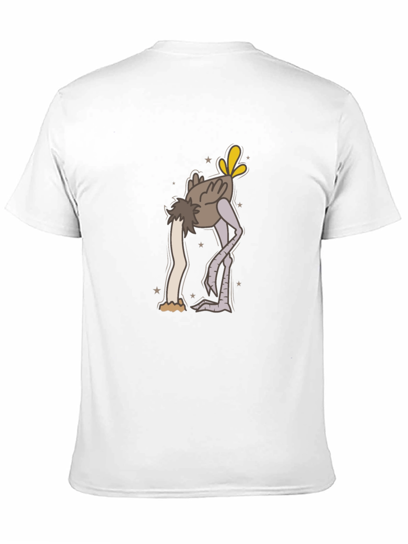 Black Ostrich Head in Sand Cartoon T-Shirt