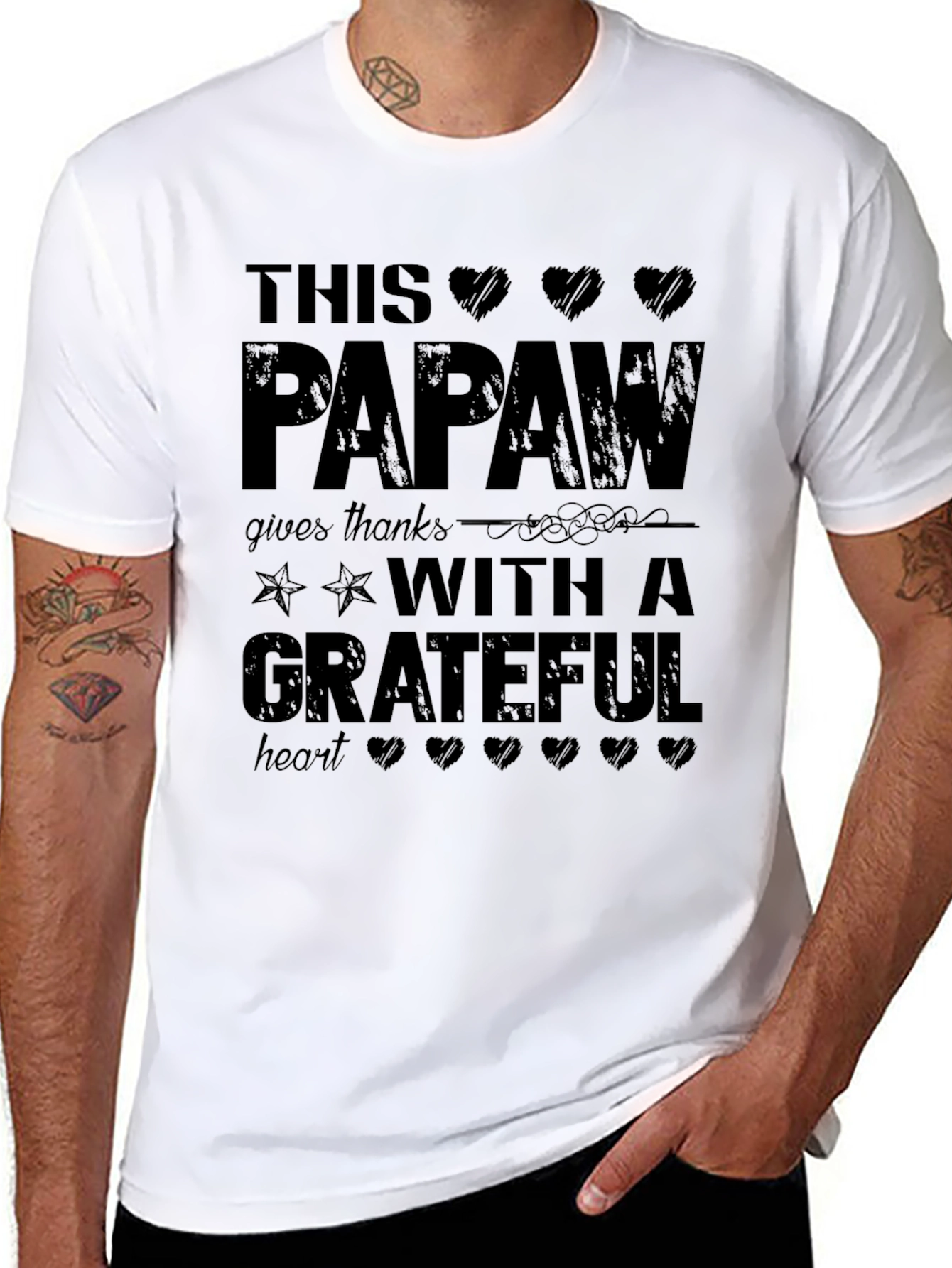 Papaw Grateful Heart T-Shirt - Black