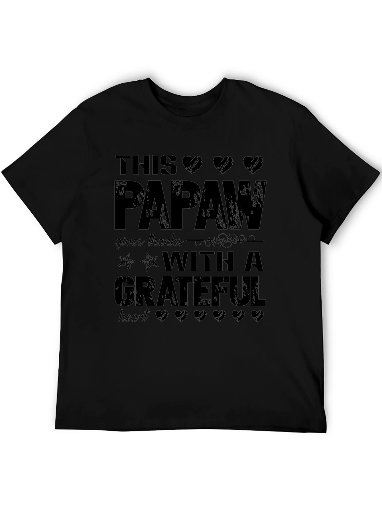 Papaw Grateful Heart T-Shirt - Black
