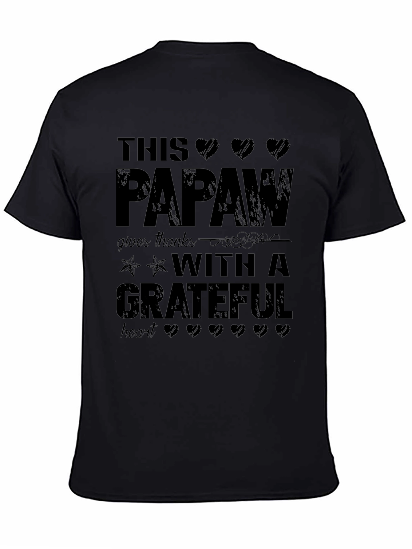 Papaw Grateful Heart T-Shirt - Black