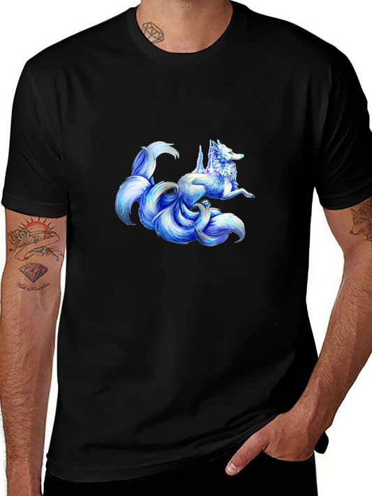 Nine-Tailed Fox Graphic Tee - Black Cotton Shirt
