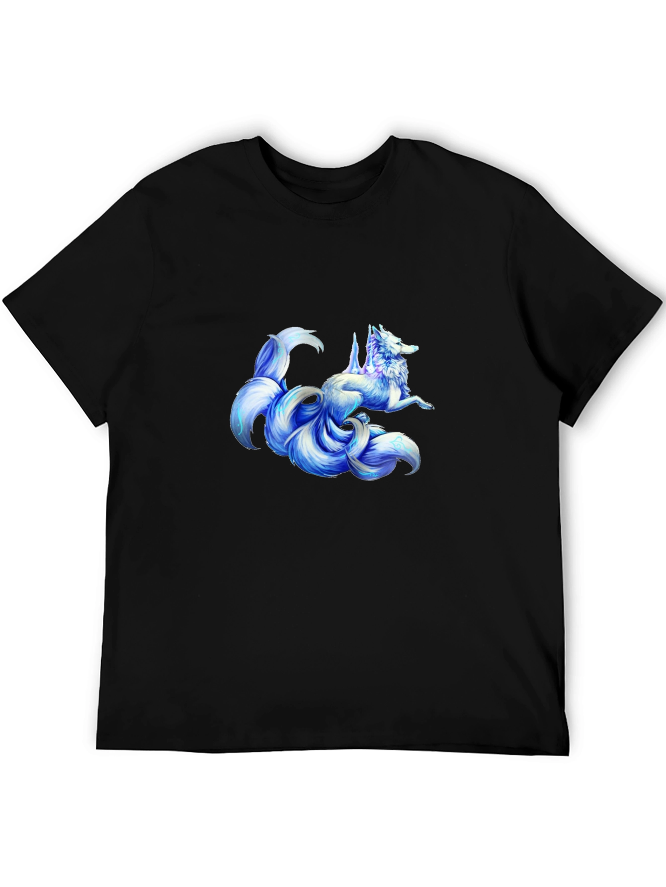 Nine-Tailed Fox Graphic Tee - Black Cotton Shirt