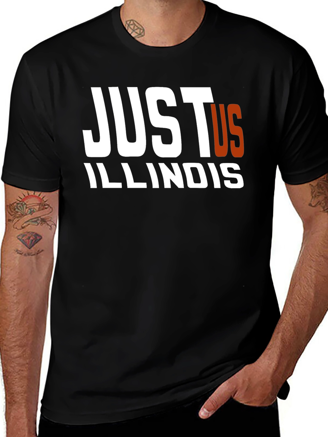 Just Us Illinois Black Graphic T-Shirt
