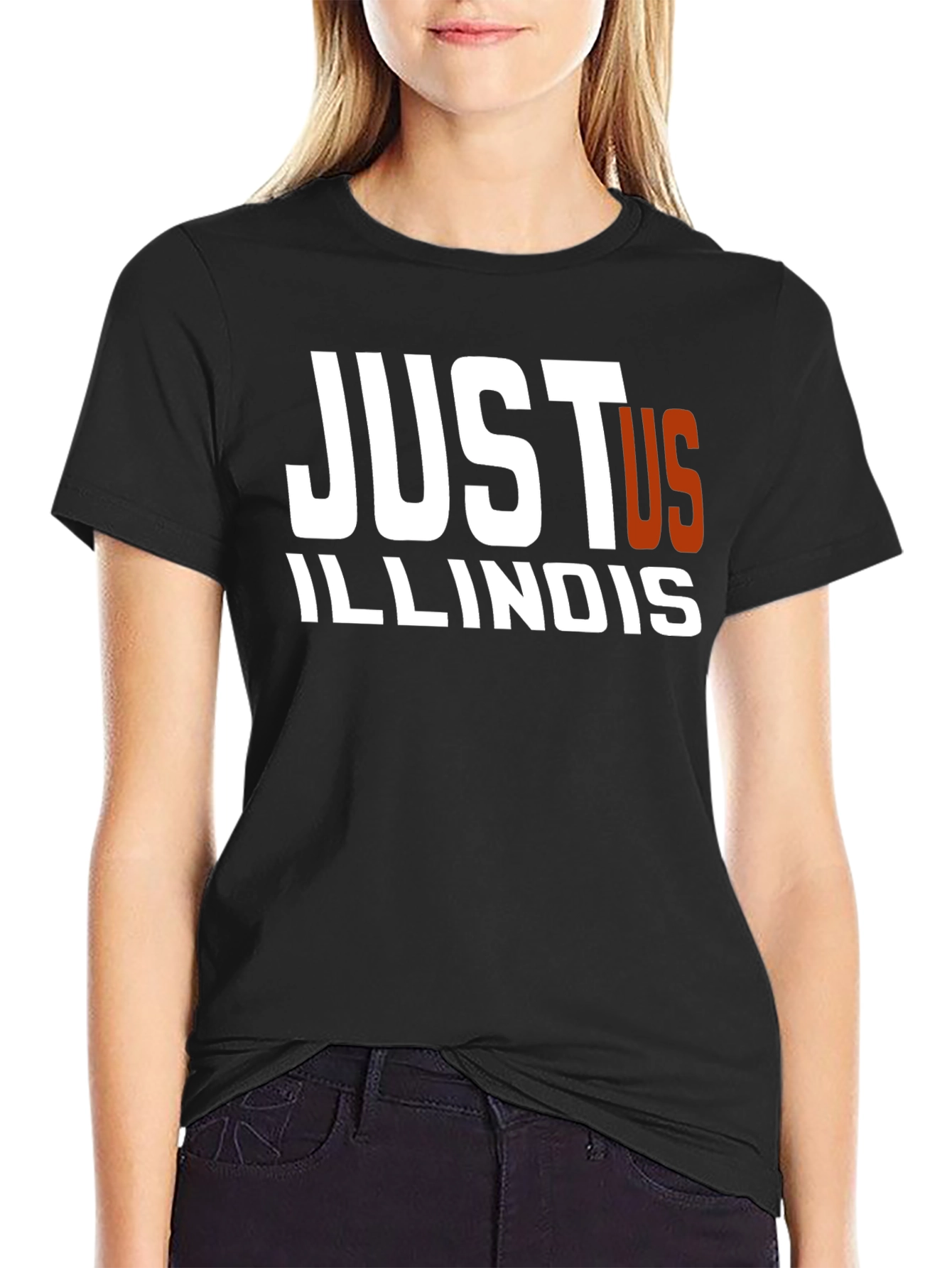 Just Us Illinois Black Graphic T-Shirt
