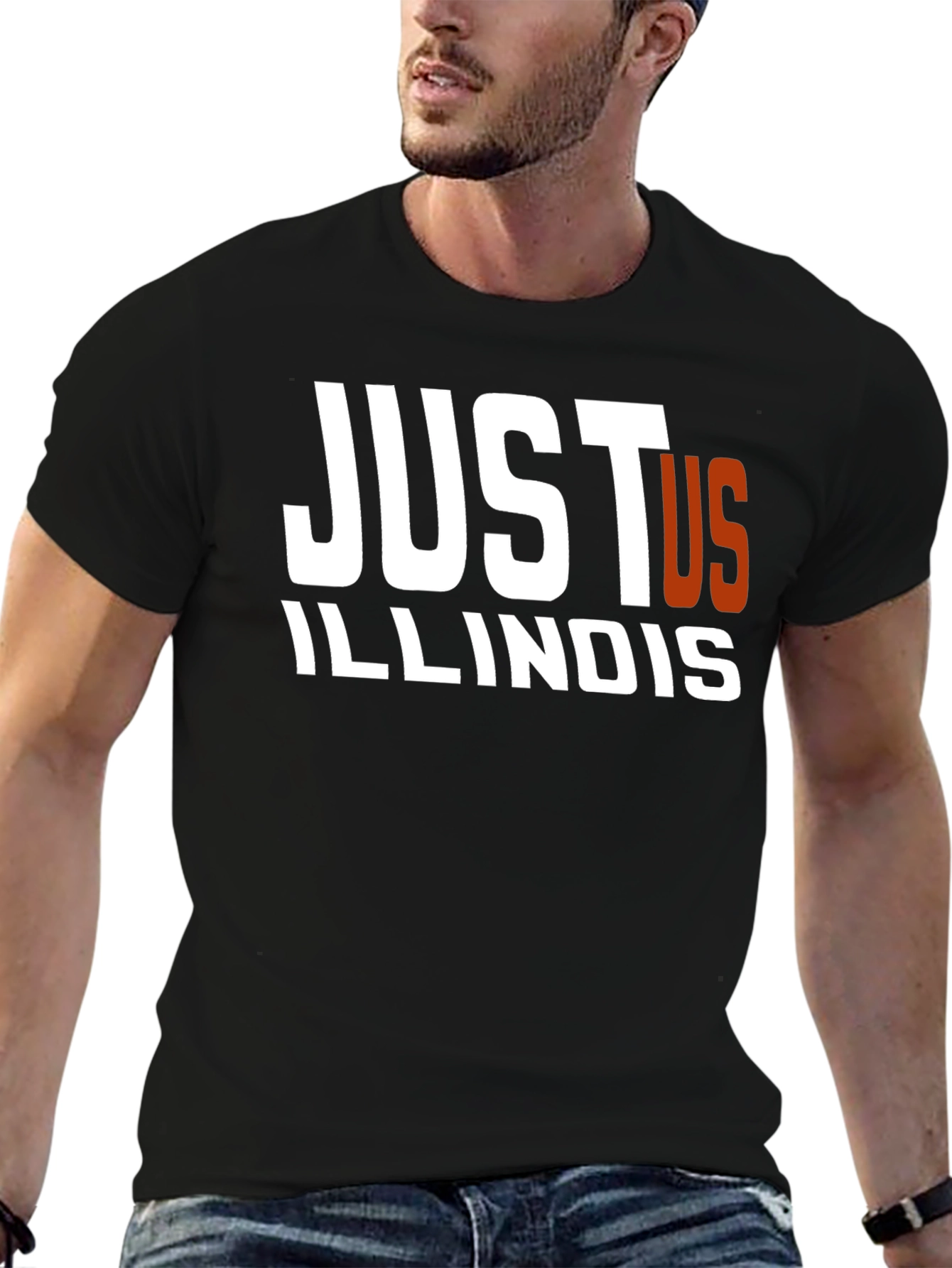 Just Us Illinois Black Graphic T-Shirt