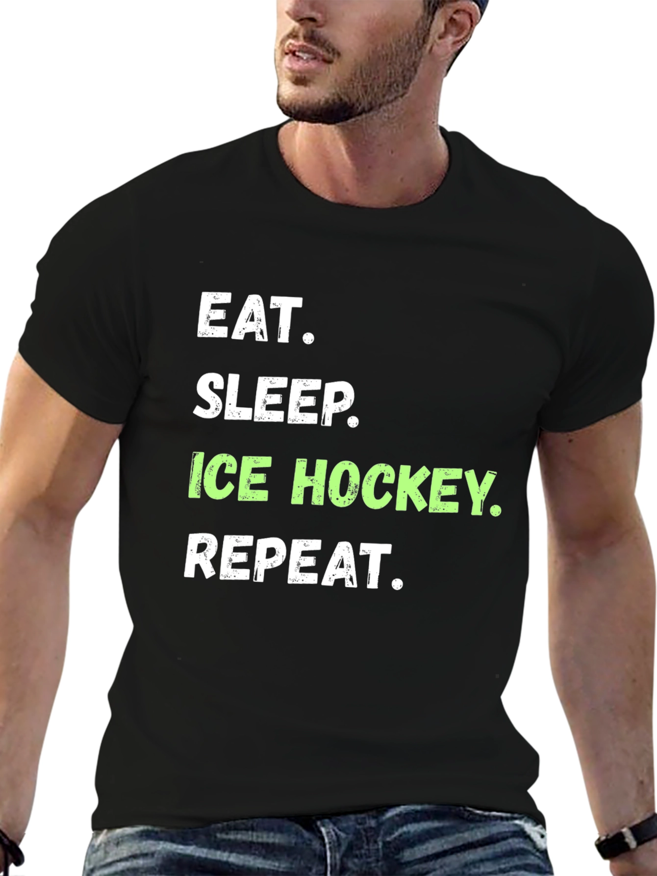 Eat Sleep Ice Hockey Repeat Black T-Shirt