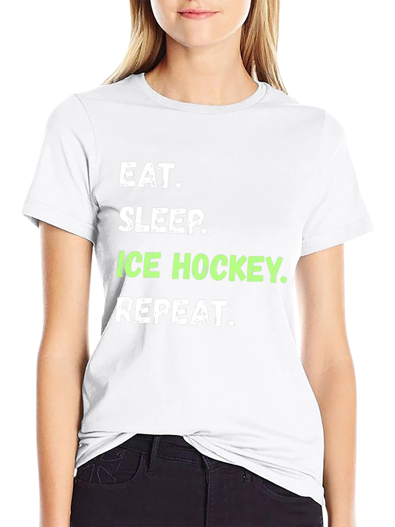 Eat Sleep Ice Hockey Repeat Black T-Shirt