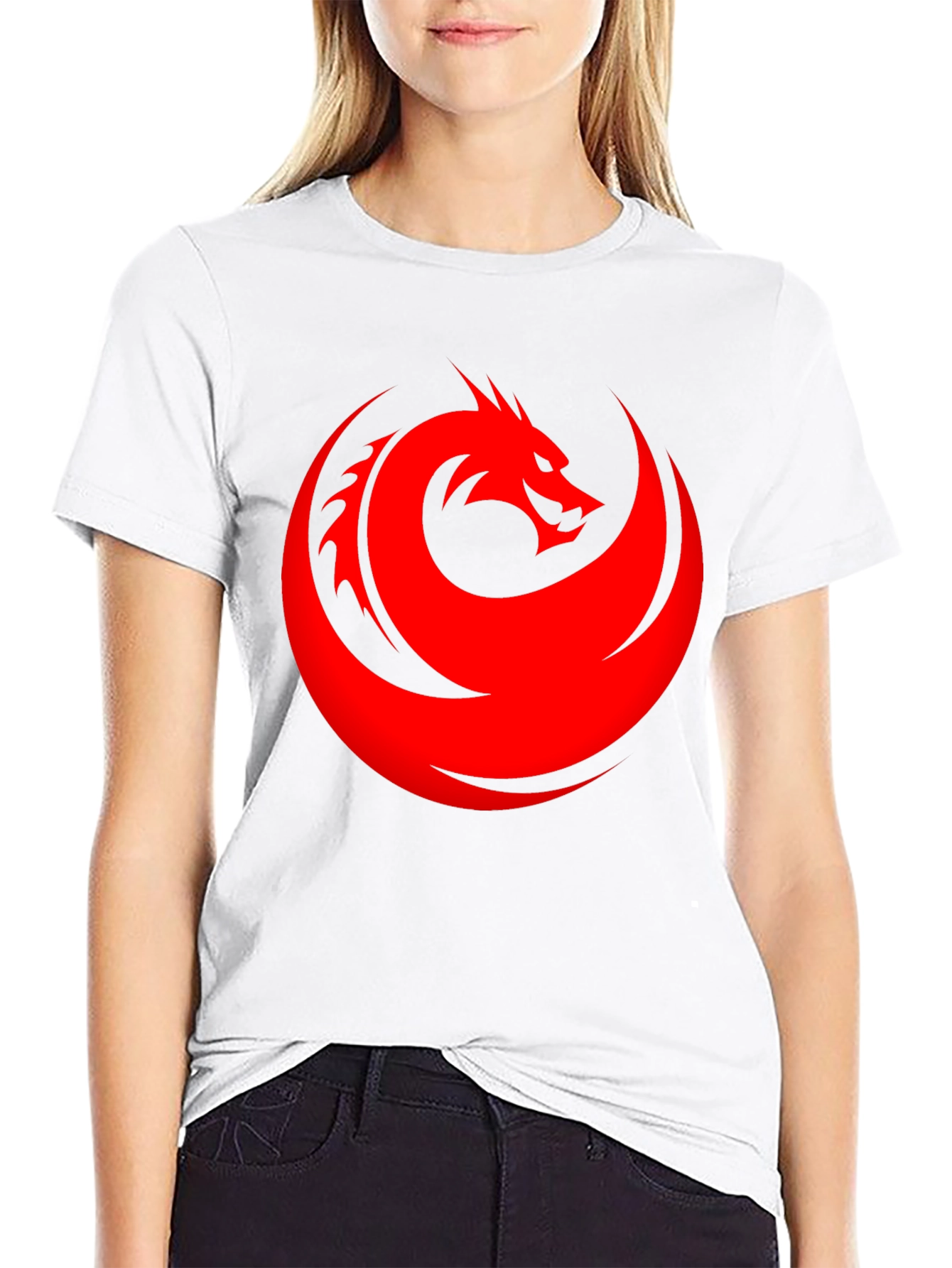 Dragon Circle Graphic T-Shirt - Bold Red Design