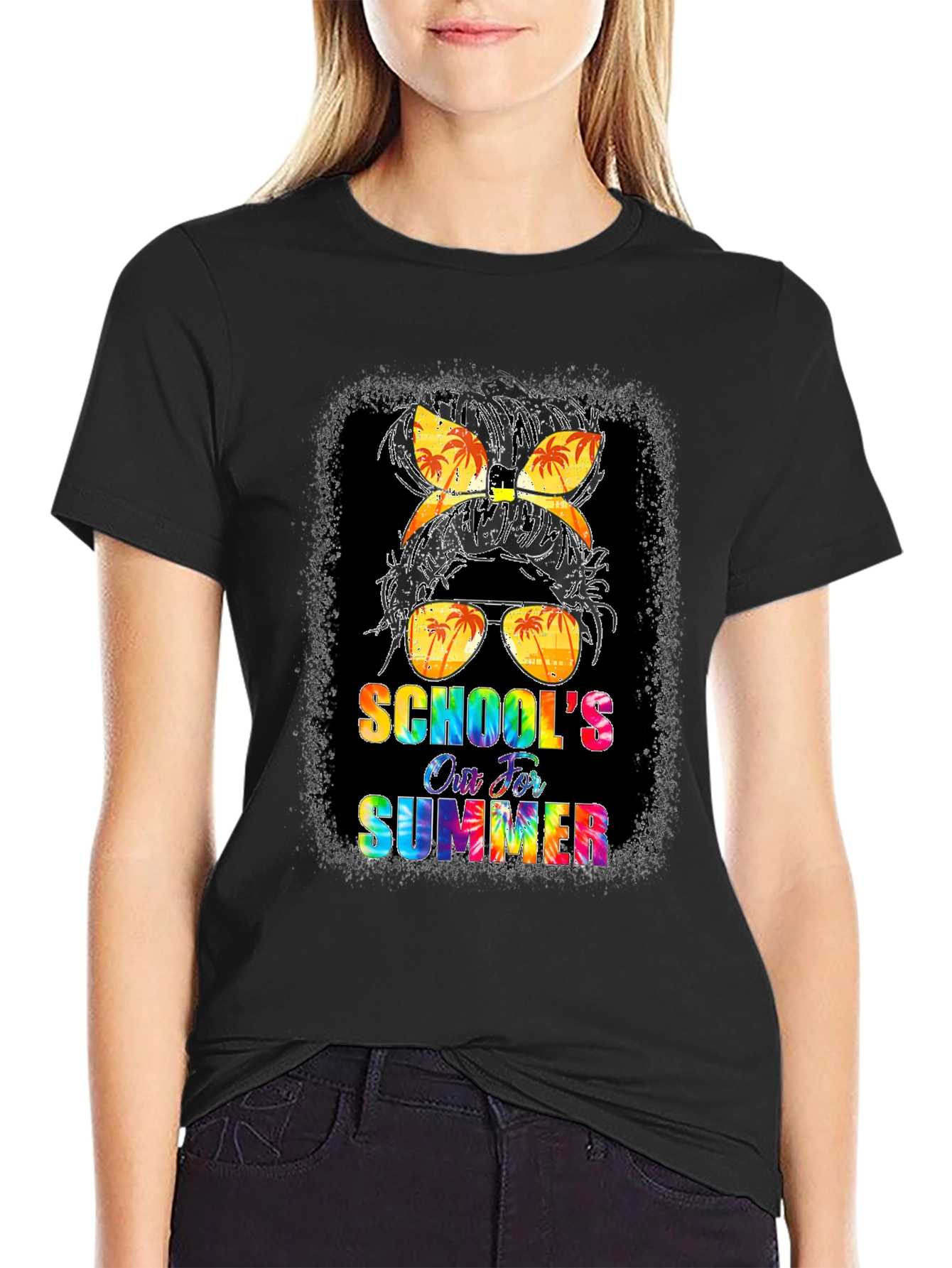 Schools Out For Summer Messy Bun T-Shirt