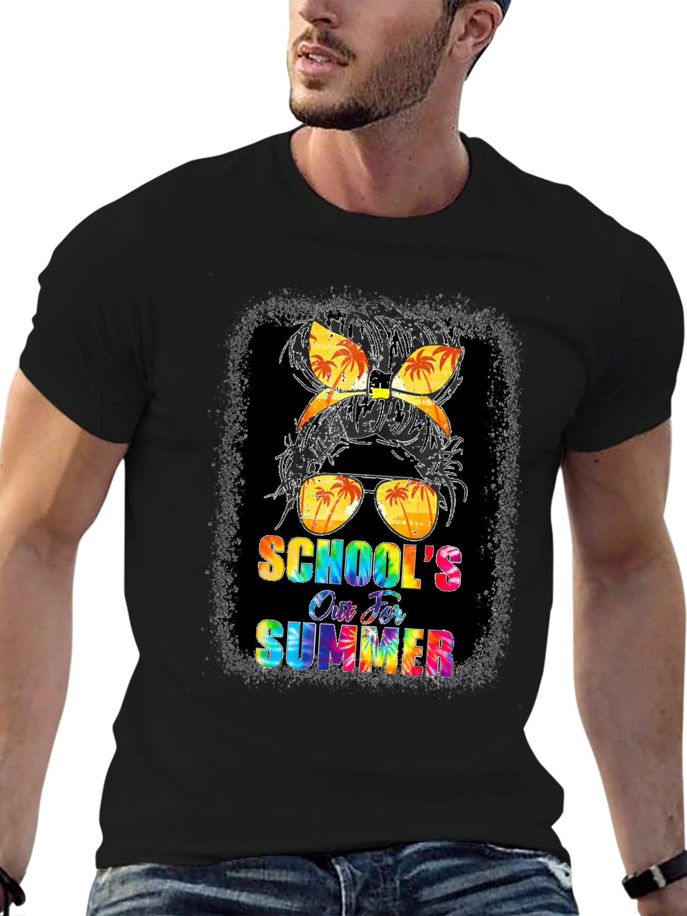 Schools Out For Summer Messy Bun T-Shirt