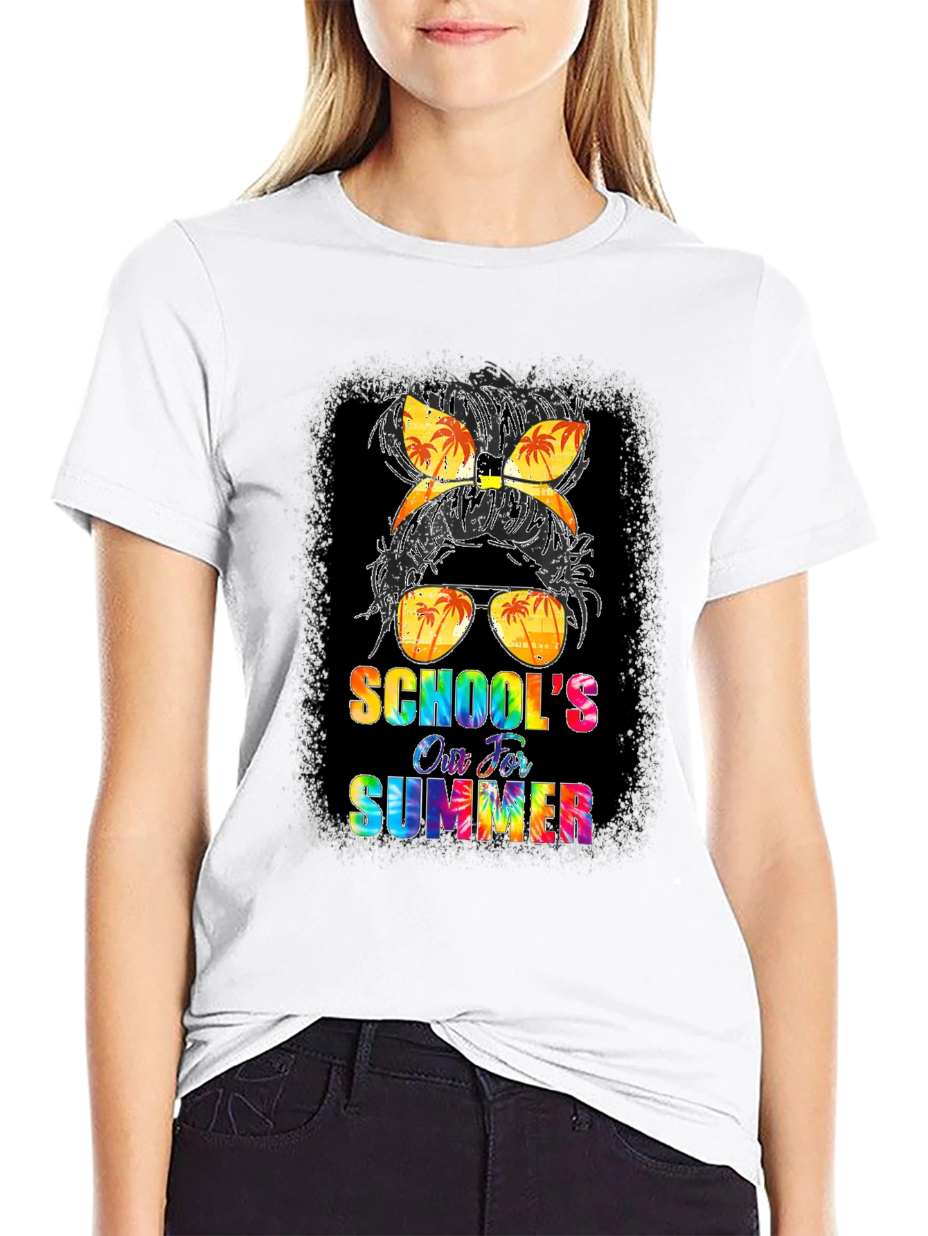 Schools Out For Summer Messy Bun T-Shirt