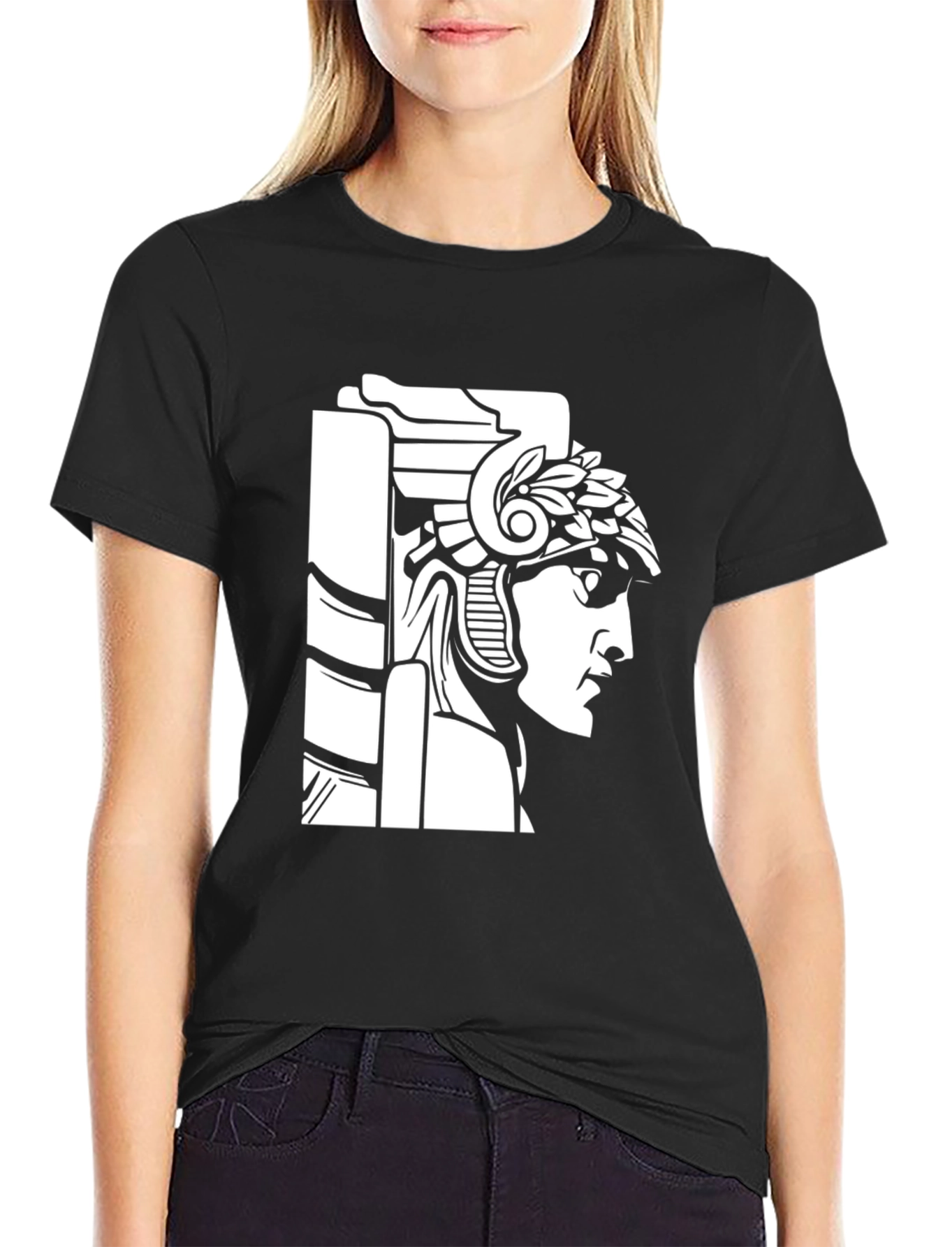 Black T-Shirt with Roman Warrior Graphic Tee