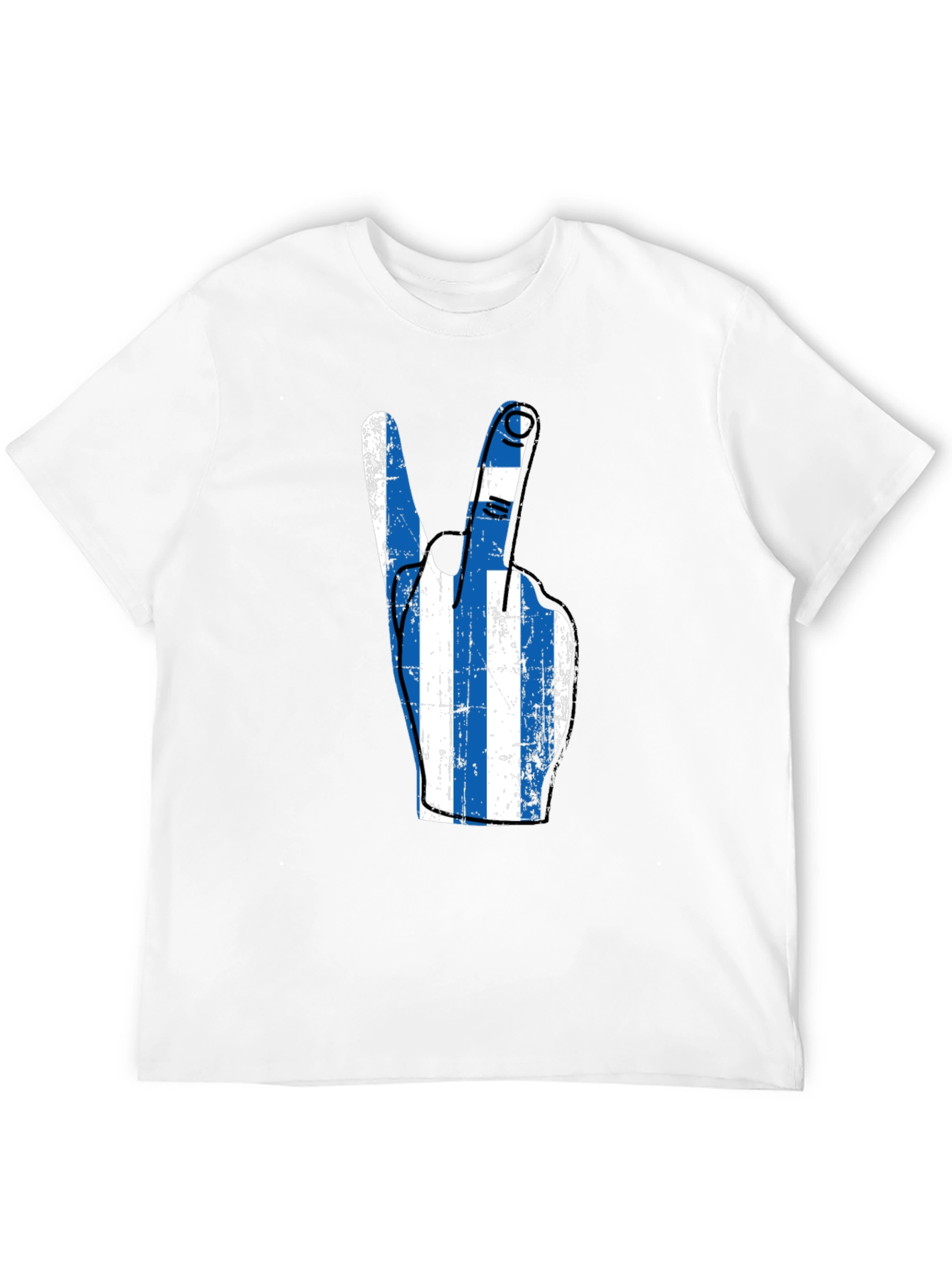 Greek Flag Peace Sign Graphic Tee - Black