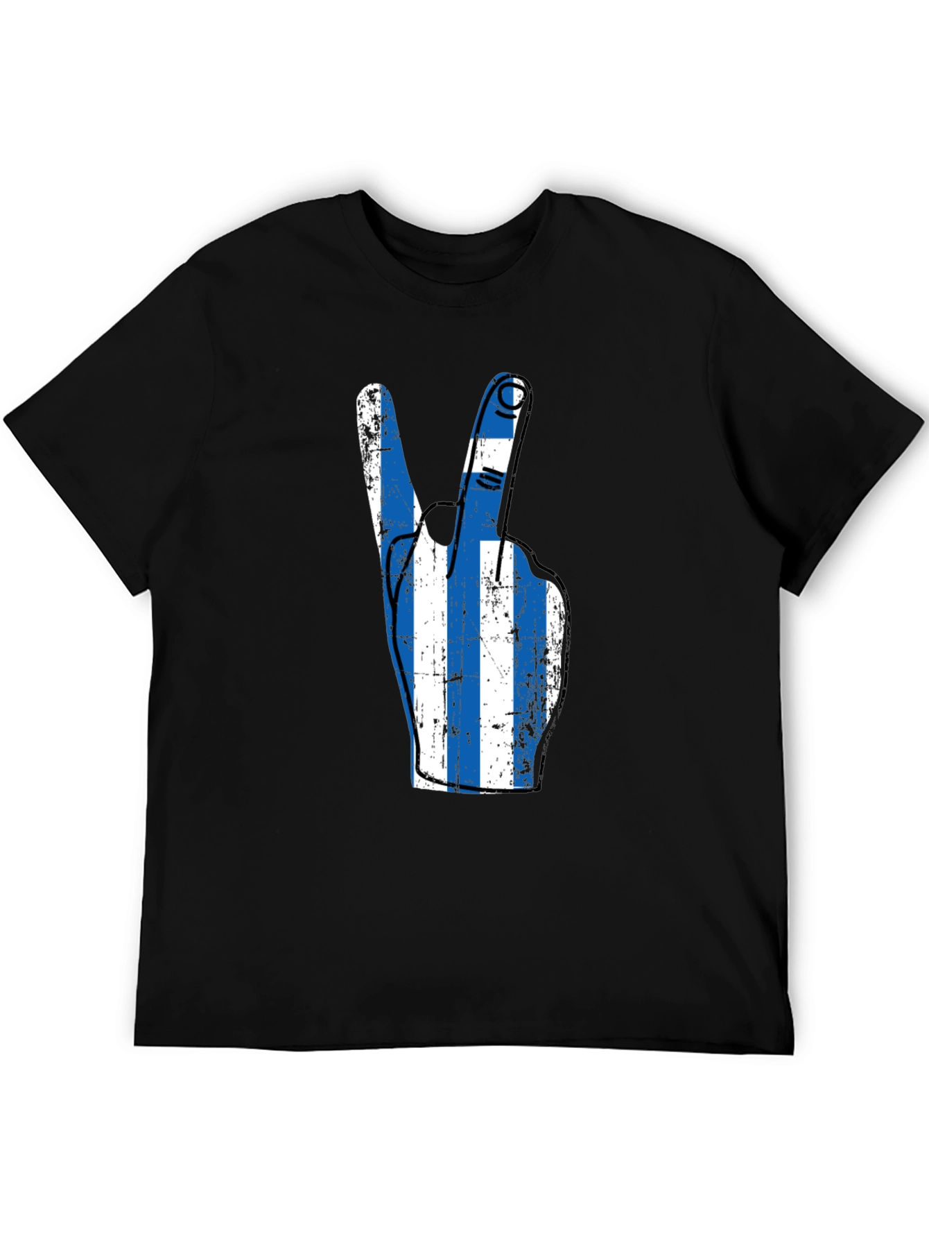 Greek Flag Peace Sign Graphic Tee - Black