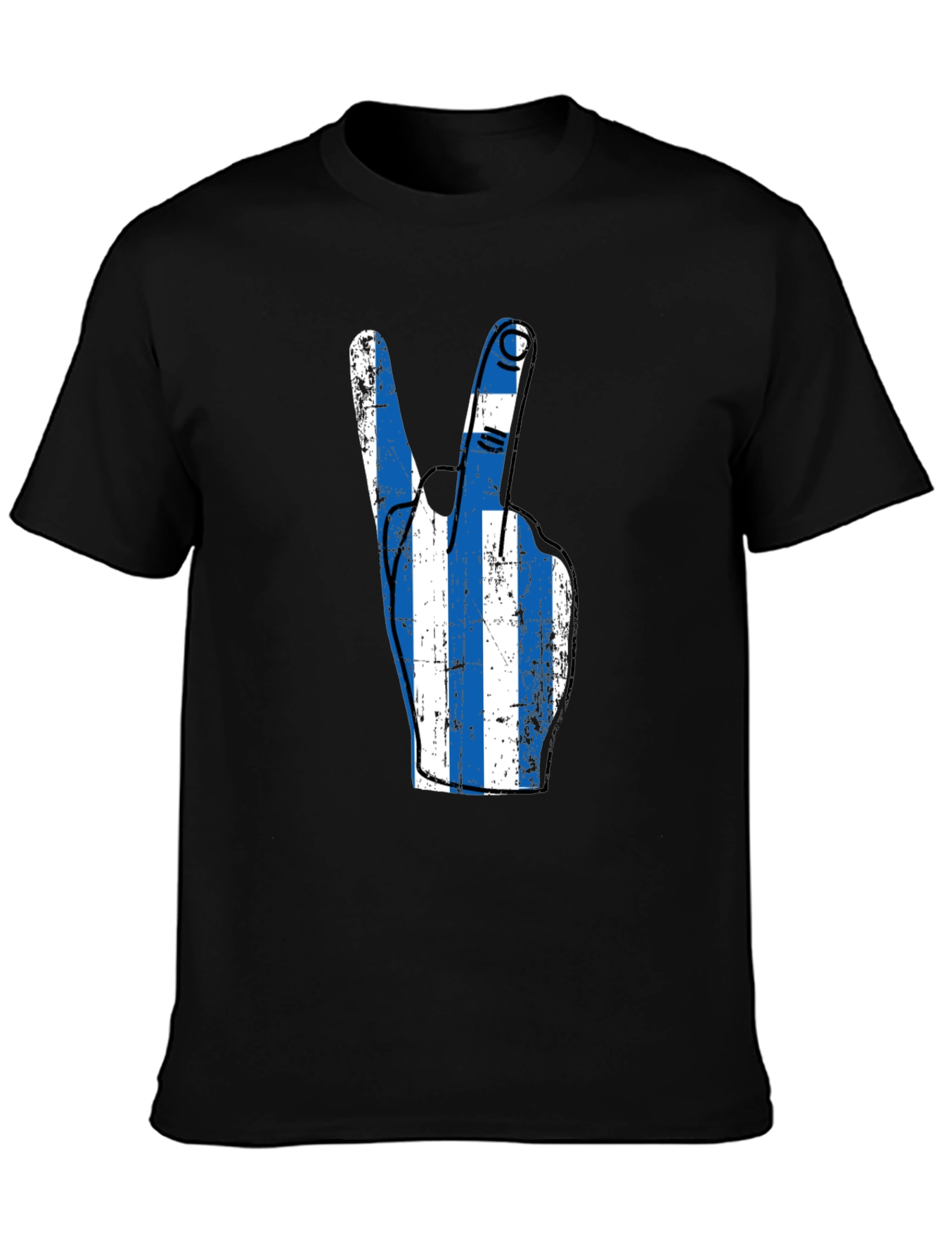 Greek Flag Peace Sign Graphic Tee - Black