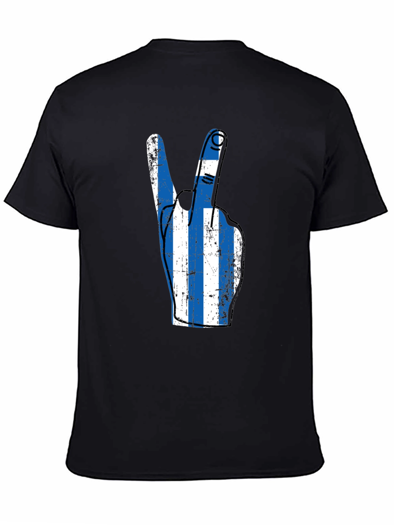 Greek Flag Peace Sign Graphic Tee - Black