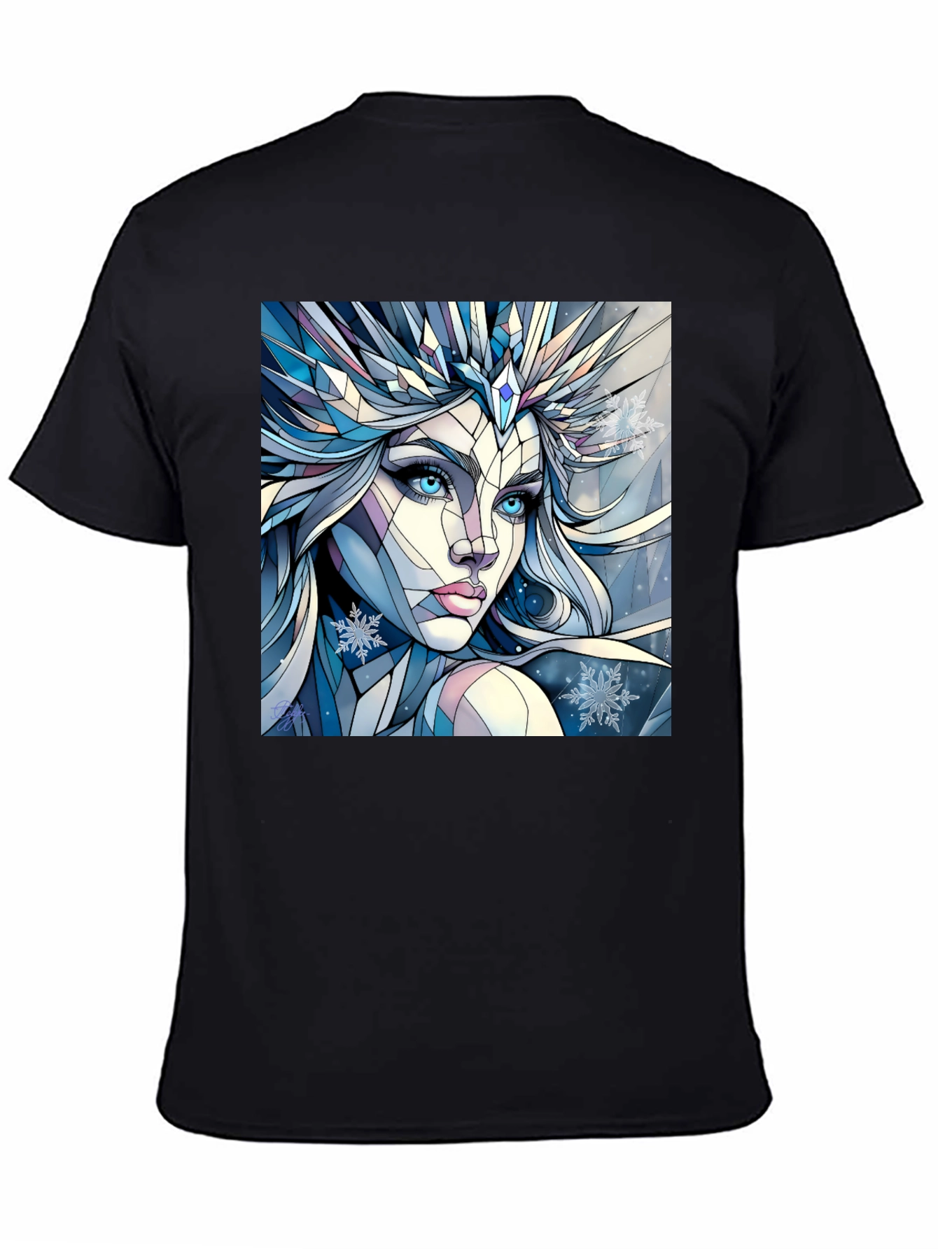 Geometric Ice Queen Graphic Tee - Black