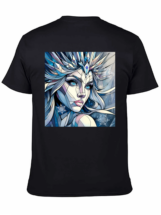 Geometric Ice Queen Graphic Tee - Black